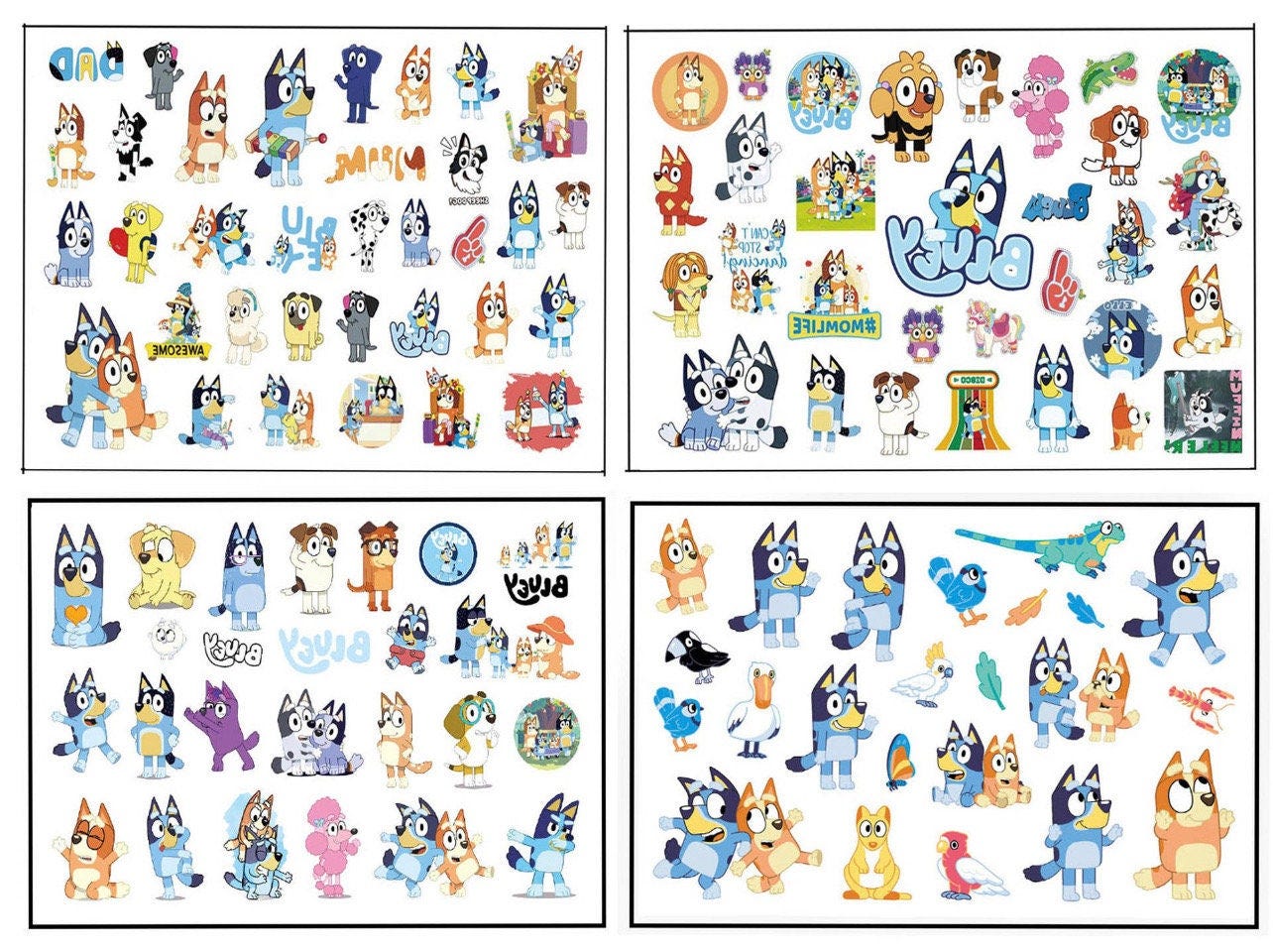 Bluey Party Favors 100+ Stickers Temp Tattoos Birthday Classroom  Potty Training Rewards of Cartoom Blue Heeler Dog BLUEY BINGO  Friends