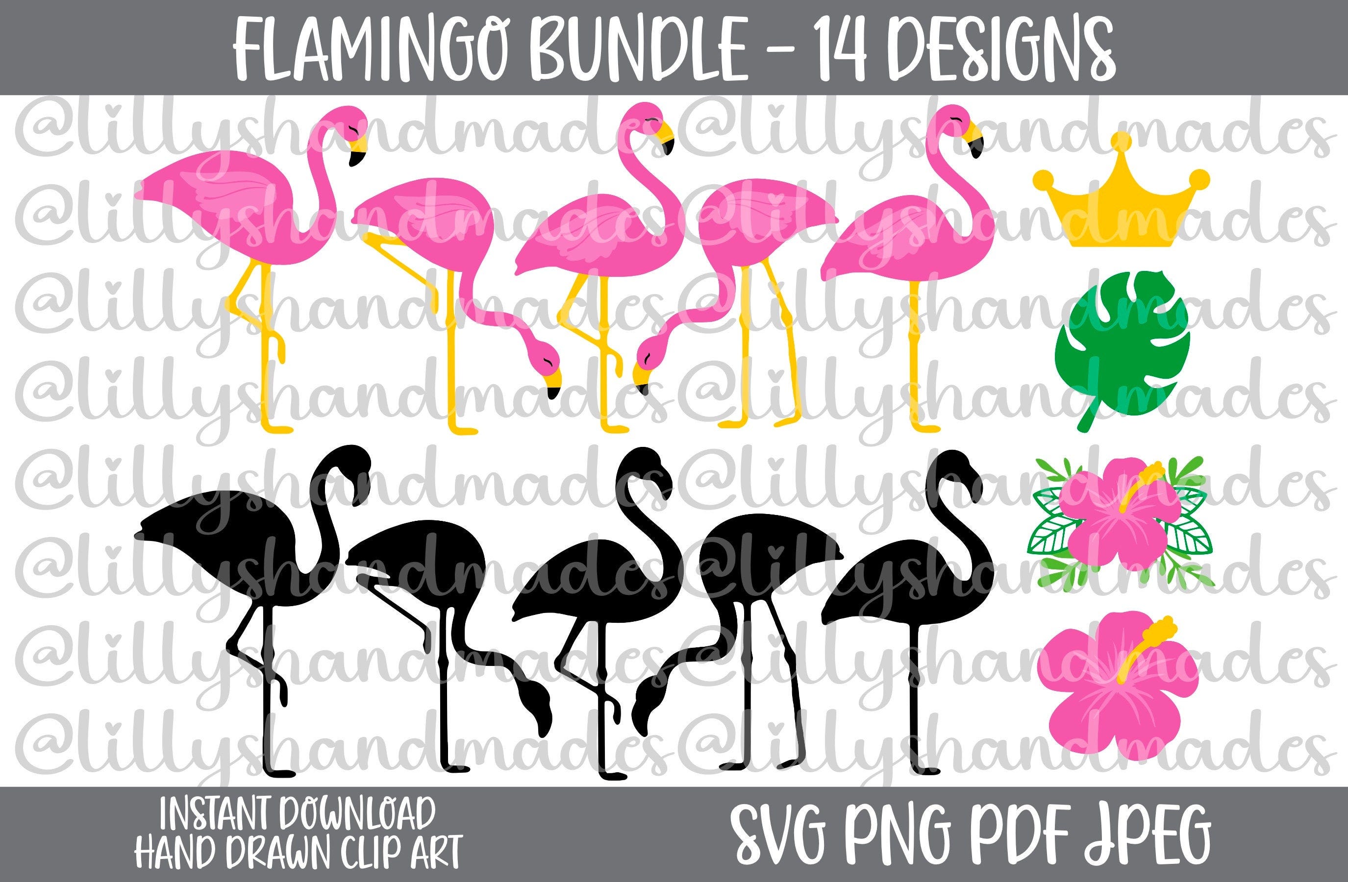 Flamingo Svg Bundle, Flamingo Clipart, Flamingo Png, Flamingo Vector, Pink Flamingo Svg, Hibiscus Svg, Hibiscus Png, Flamingo Silhouette