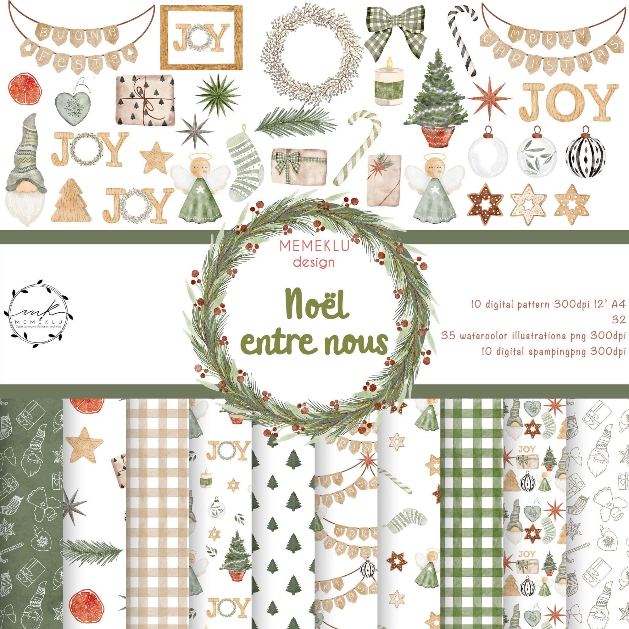 DIGITAL CHRISTMAS pattern, Scandinavian Christmas pattern, printable, scrapbooking, Winter Holiday Seamless Pattern, Christmas illustration