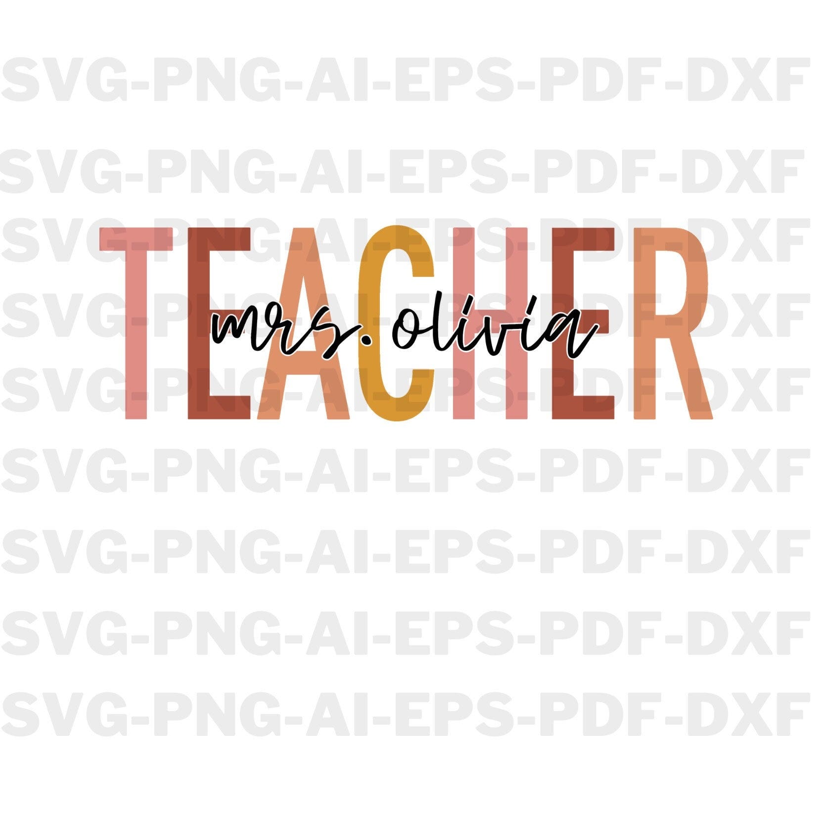Personalized Teacher Last Name Svg, Custom Teacher Svg, Retro Teacher Svg, Teaching Svg, Appreciation Teacher Svg
