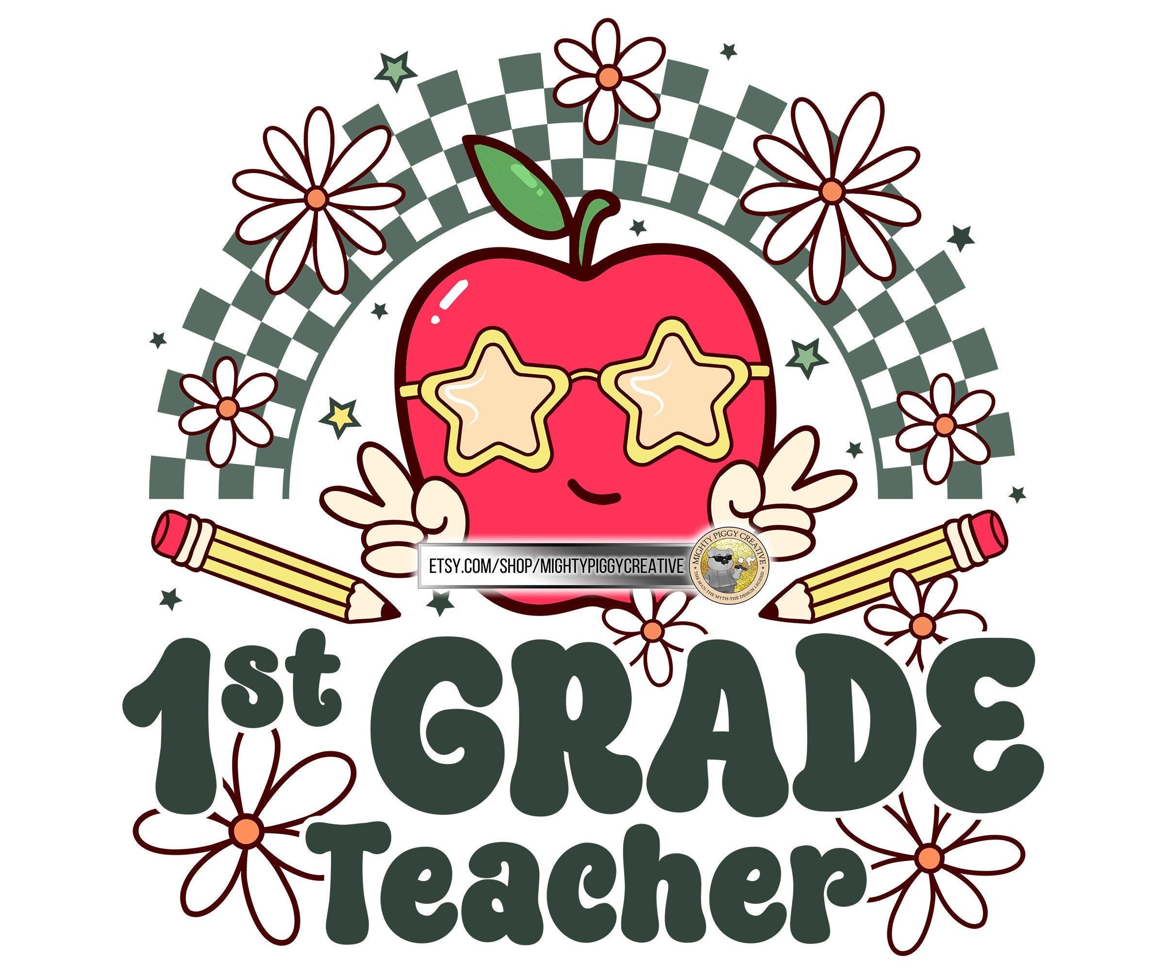 1st Grade Teacher PNG File, Sublimation Design Download, Digital, Retro, Boho, Back To School, First Grade Teacher, Teacher Appreciation