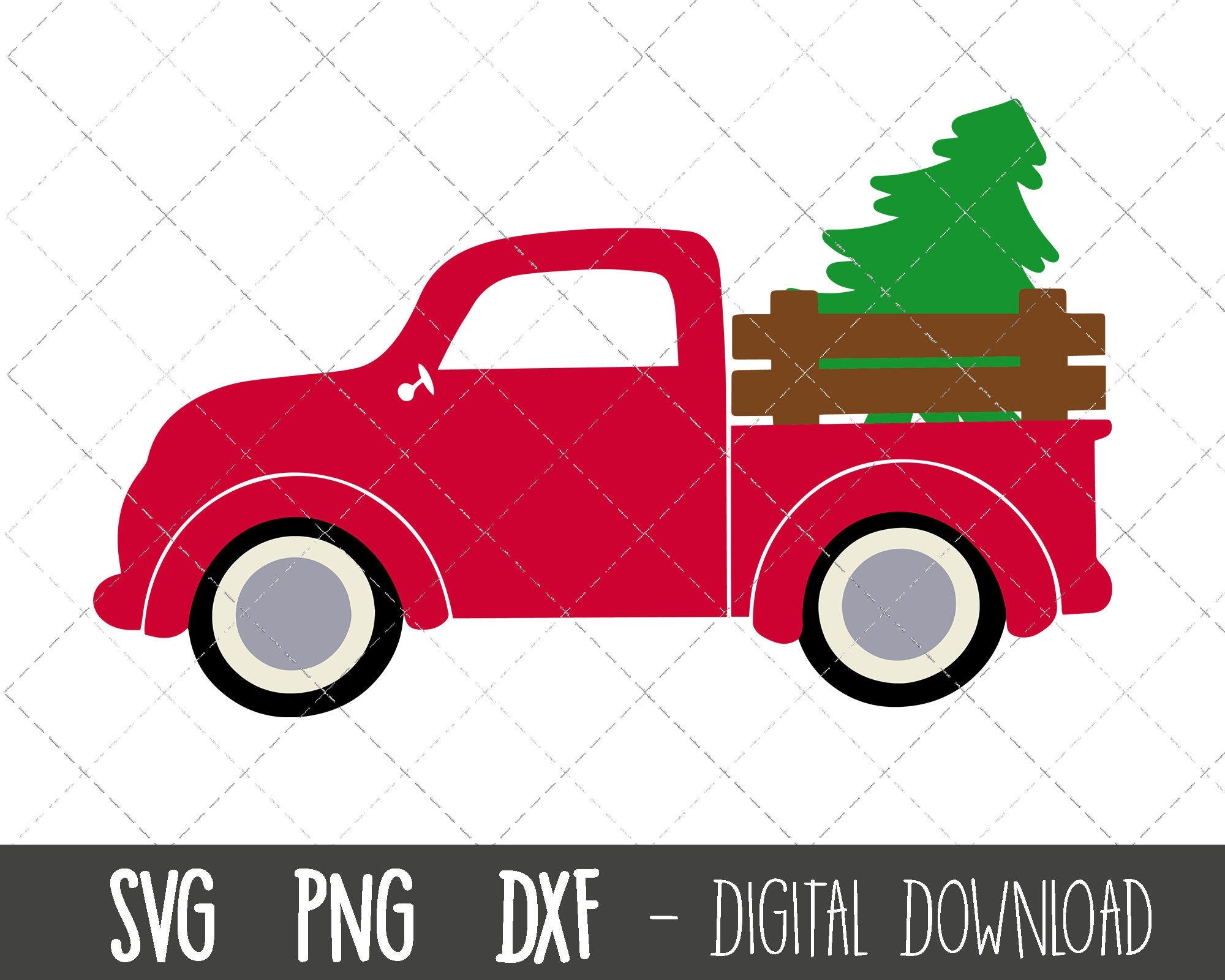 Christmas tree truck svg, tree svg, truck svg, christmas tree truck png, dxf, christmas tree truck cricut silhouette svg cutting files