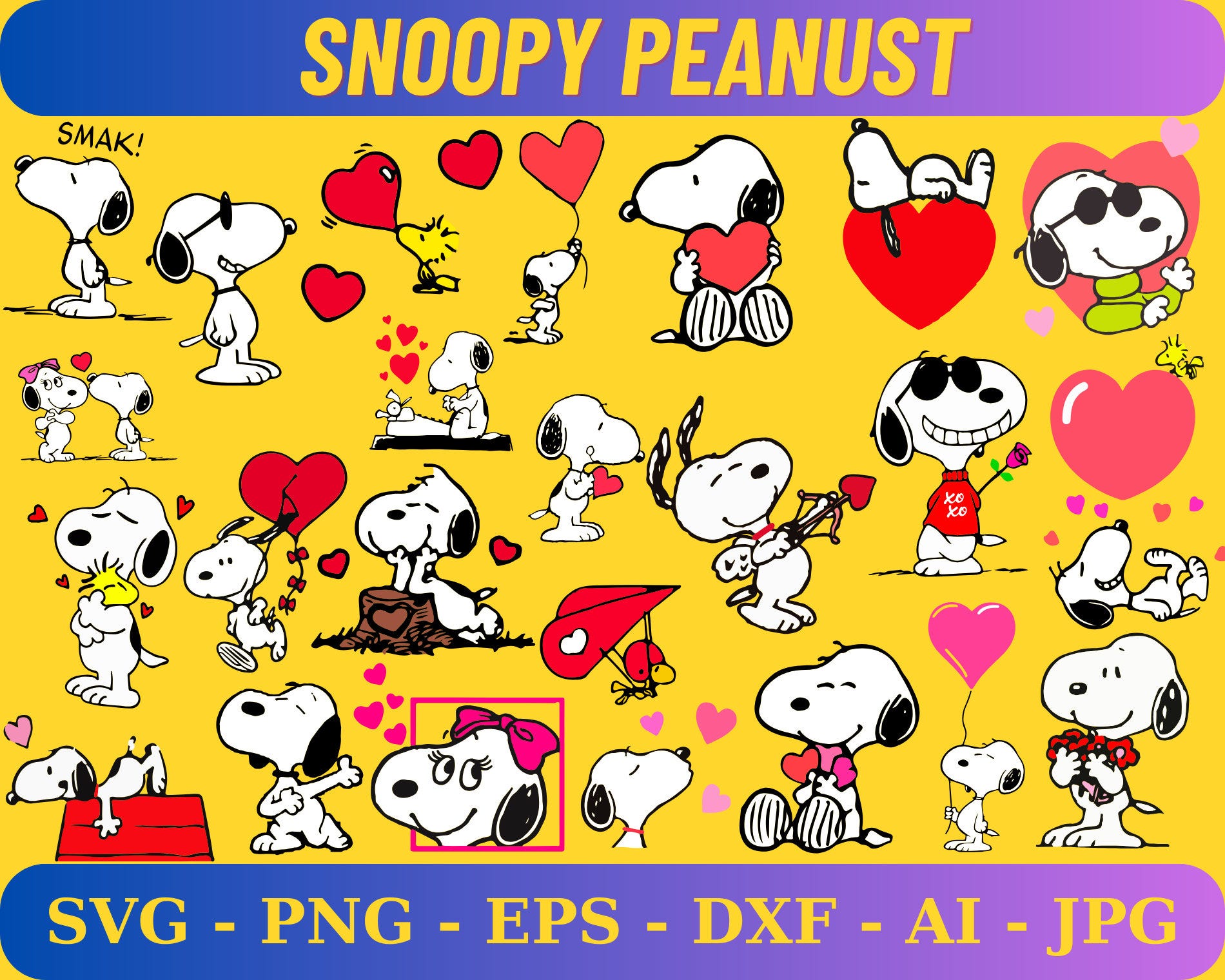 Snoopy Svg Bundle, Snoopy Birthday Svg Cut Files for Cricut, Digital Download-PNG