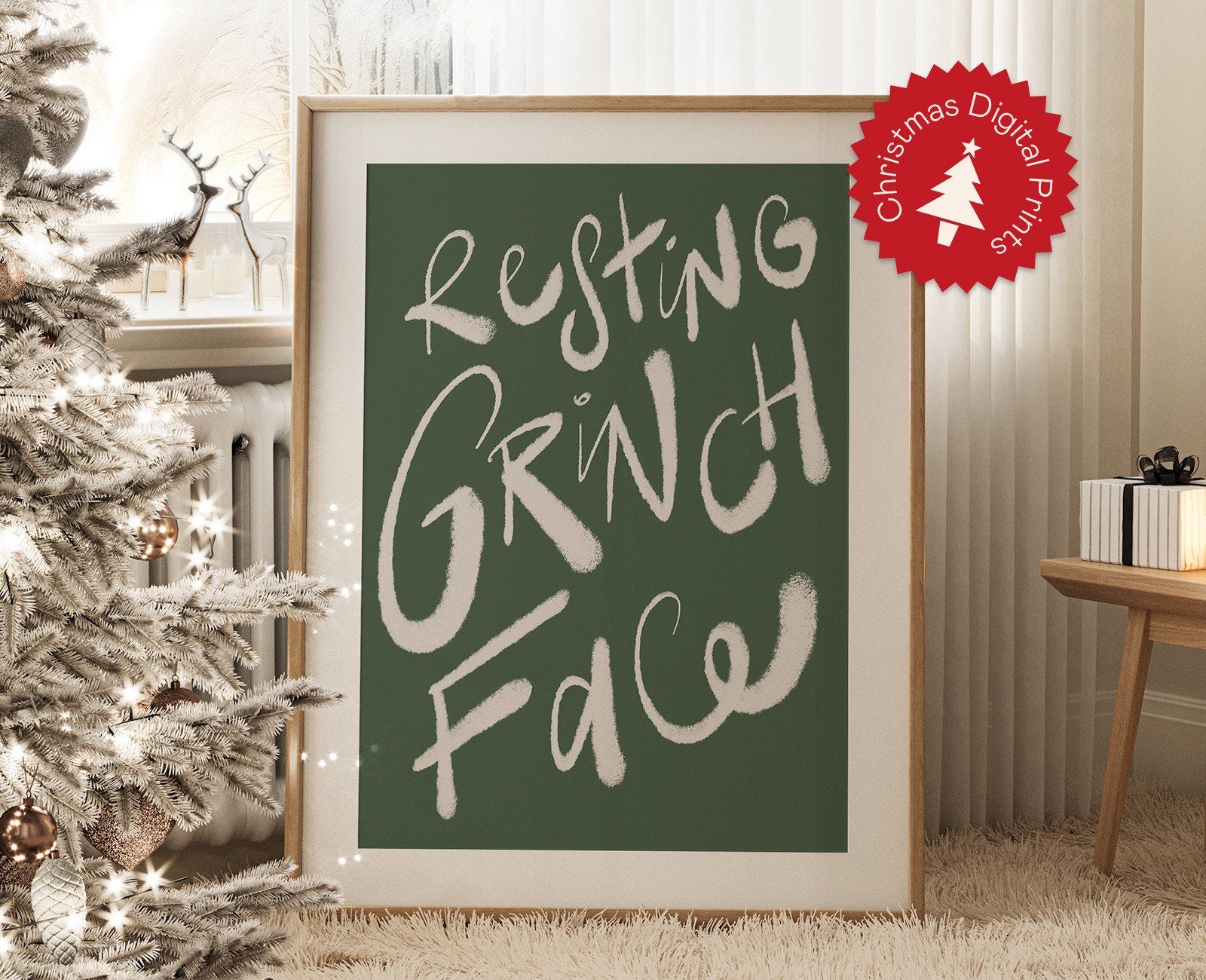 The Grinch Print | Resting Grinch Face Christmas Poster | Modern Christmas Wall Art | Christmas Decor | Printable Wall Art | The Grinch