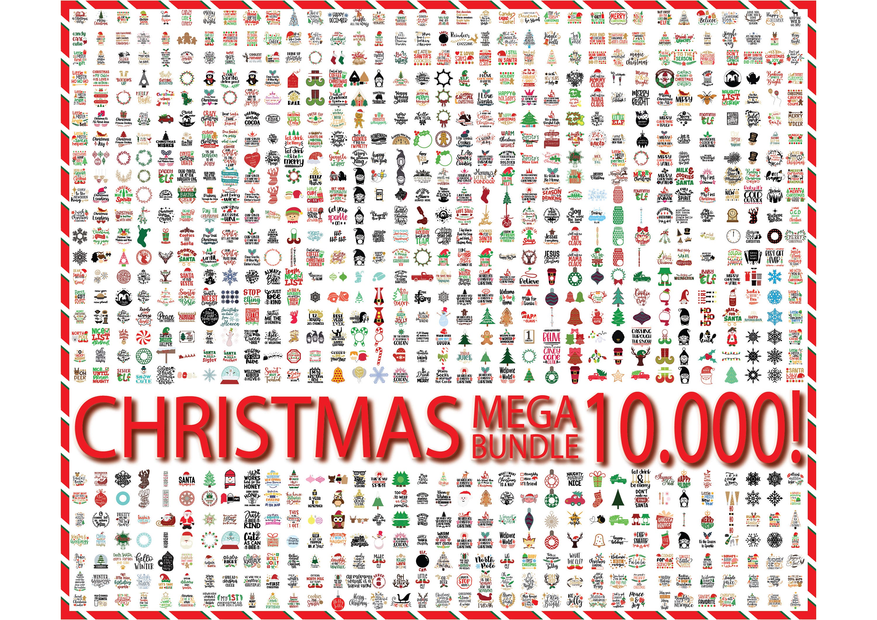 CHRISTMAS SVG BUNDLE, 10.000 Designs, Instant Download, Winter svg, Holidays, Cut Files Cricut, Christmas Art Bundle, Christmas svg, Santa