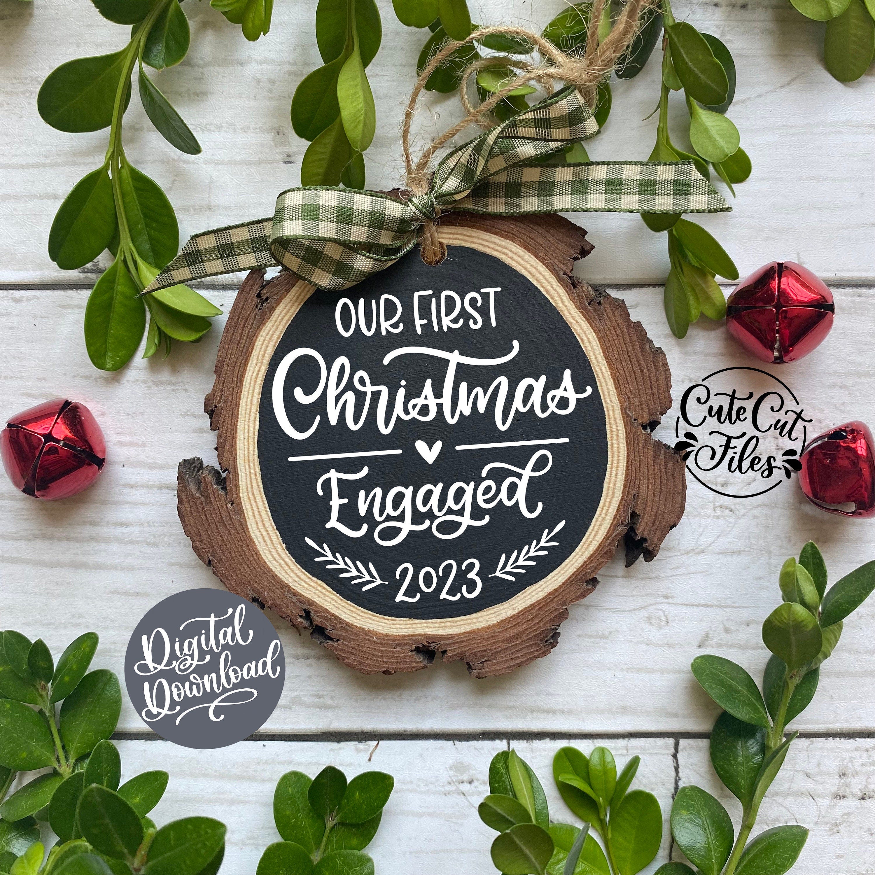 First Christmas Engaged 2023 SVG PNG | Engaged 2023 Ornament SVG | Engaged 2023 Cut File | Getting Married svg | Engaged Christmas png