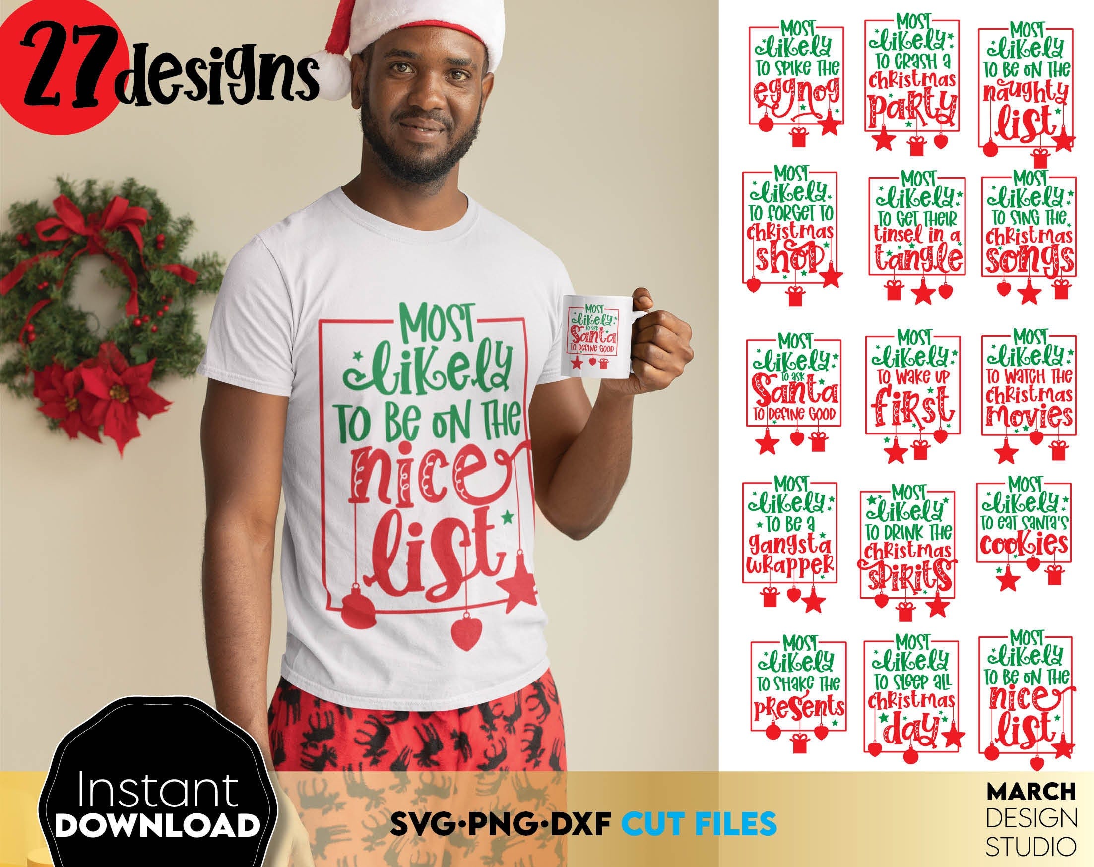 Most Likely To Christmas SVG Bundle | Family Christmas SVG | Funny Christmas Shirts PNG | Christmas Clipart | Svg Files For Cricut | Dxf Eps