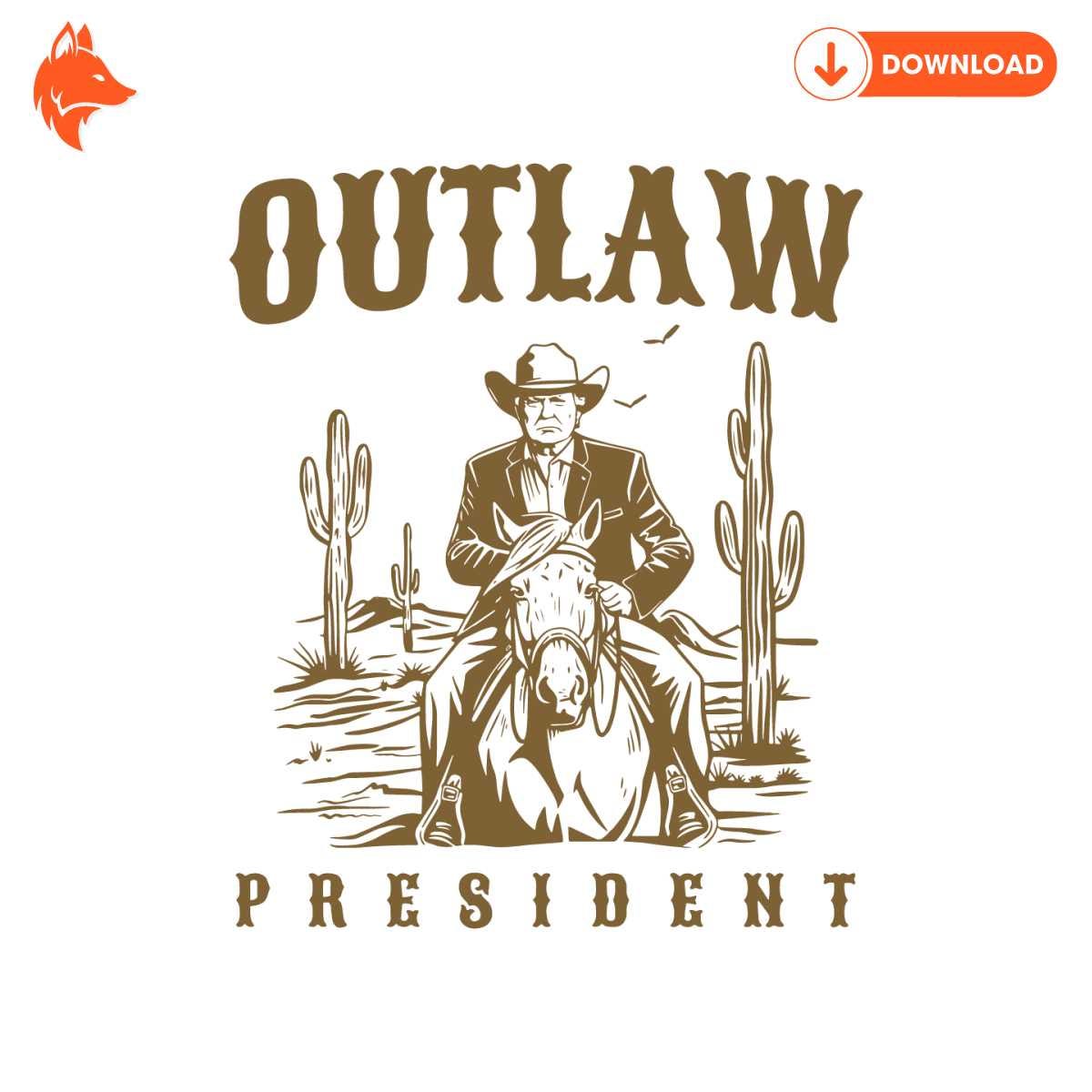 Free Outlaw President Cowboy Trump SVG