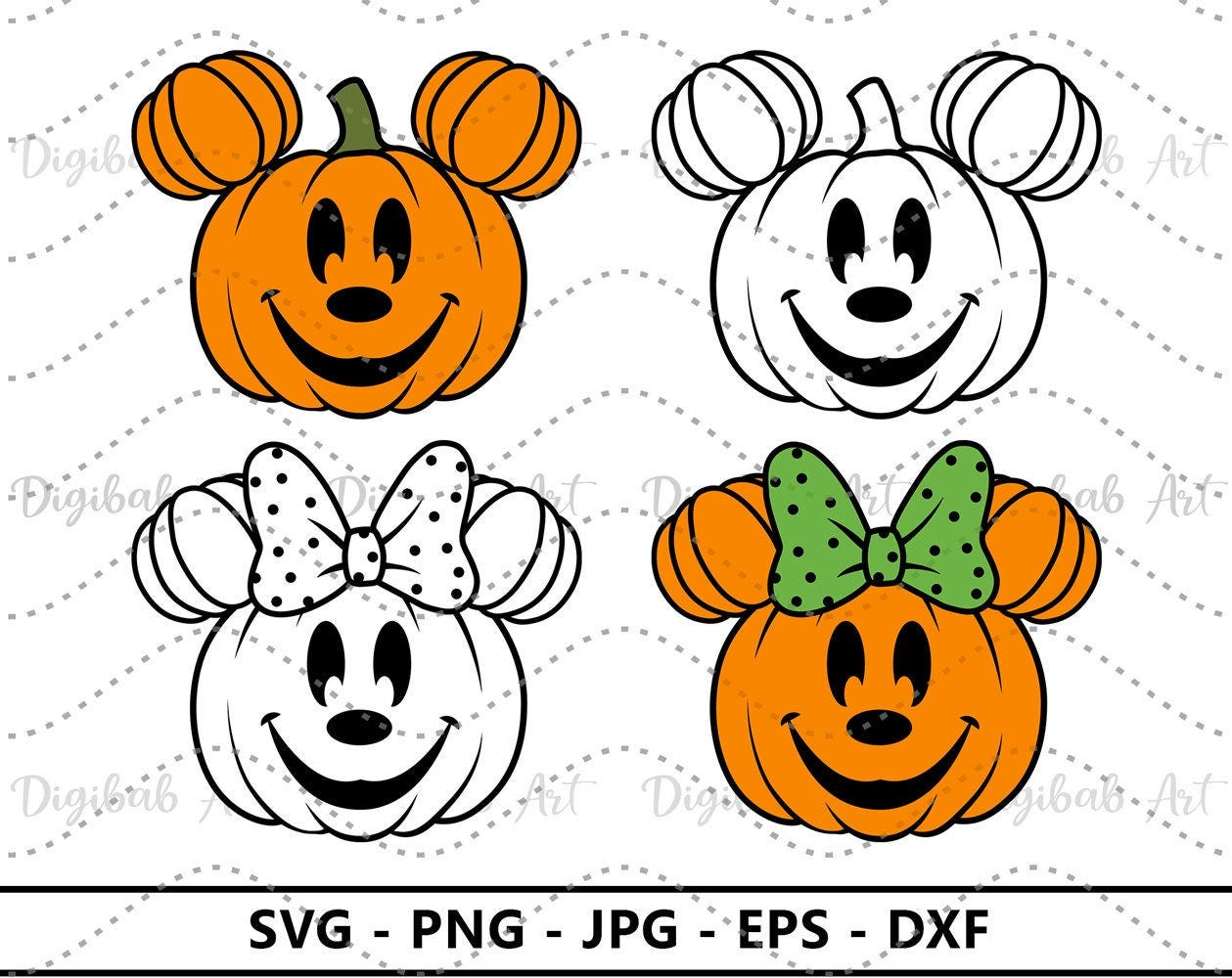 Halloween Mouse SVG Bundle, Pumpkin Mouse, Layered SVG, tshirt print, digital download, Mickey, Pumpkin Minnie