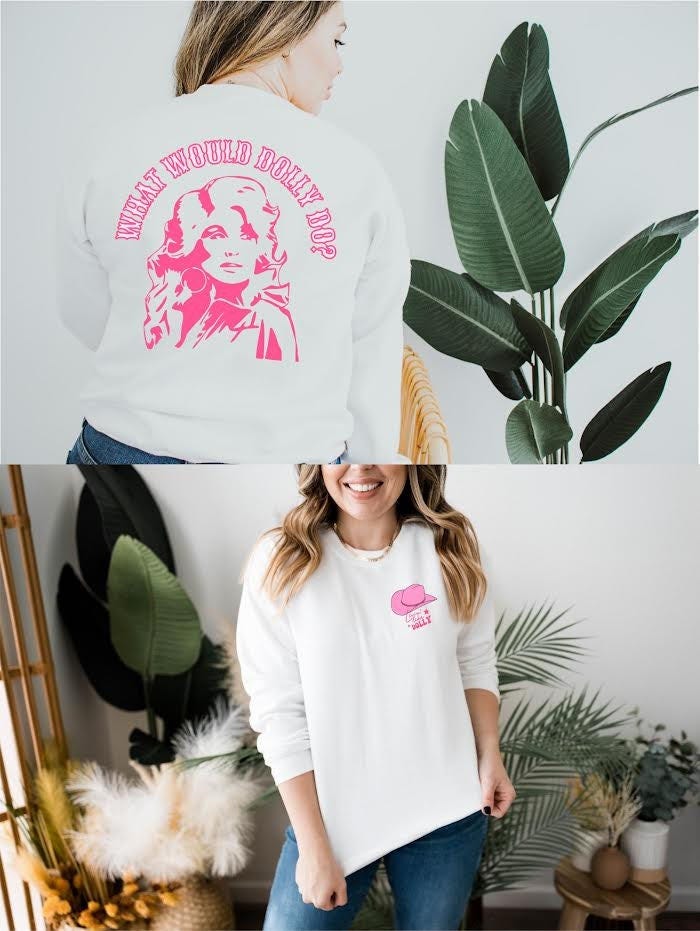 Living Like Dolly/ What Would Dolly do? (Front & Back Design) - Unisex Heavy Blend Crewneck Sweatshirt