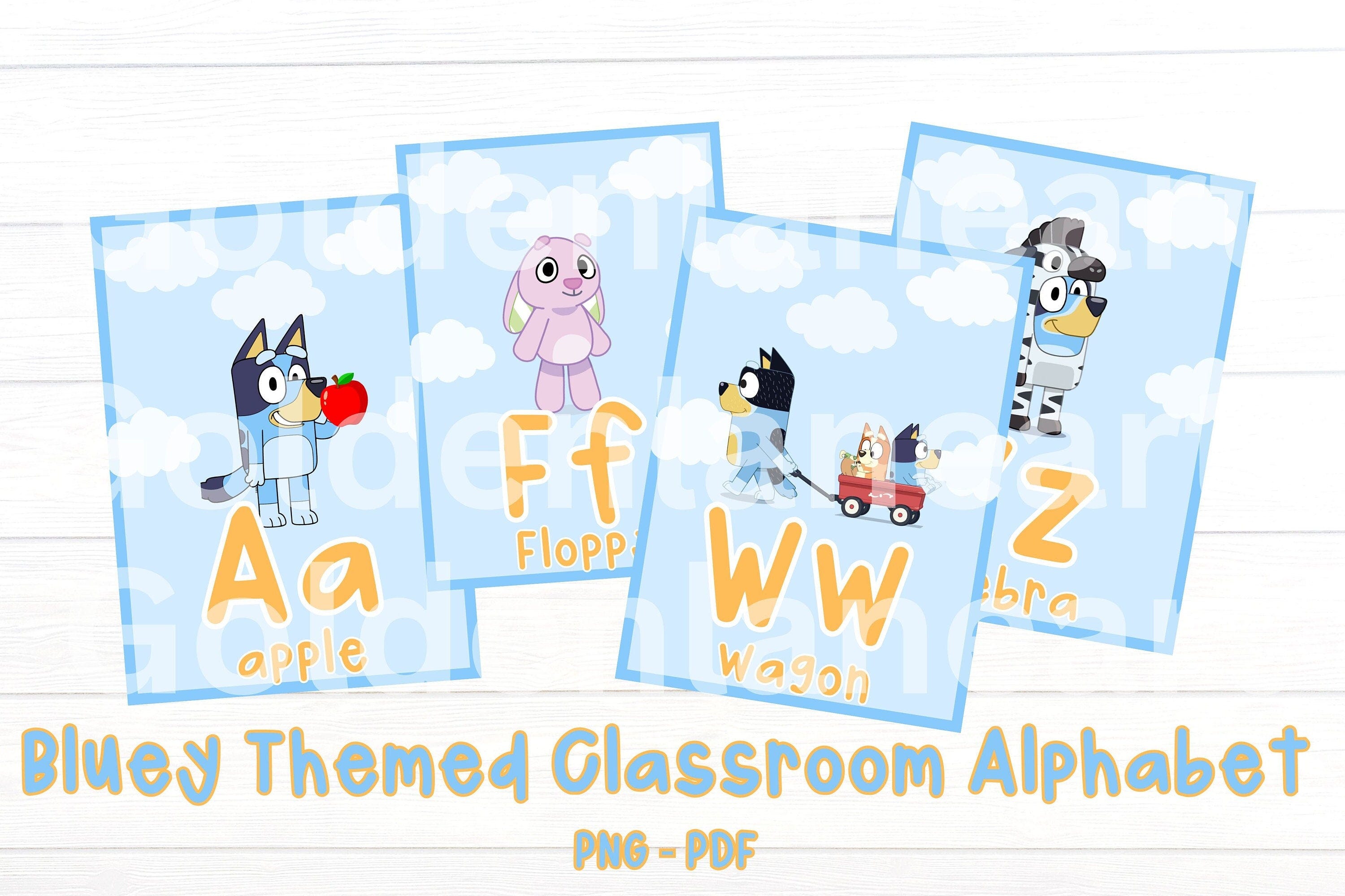 Bluey Digital Classroom Alphabet | Bluey Art | Bluey Classroom | Bluey Flashcards
