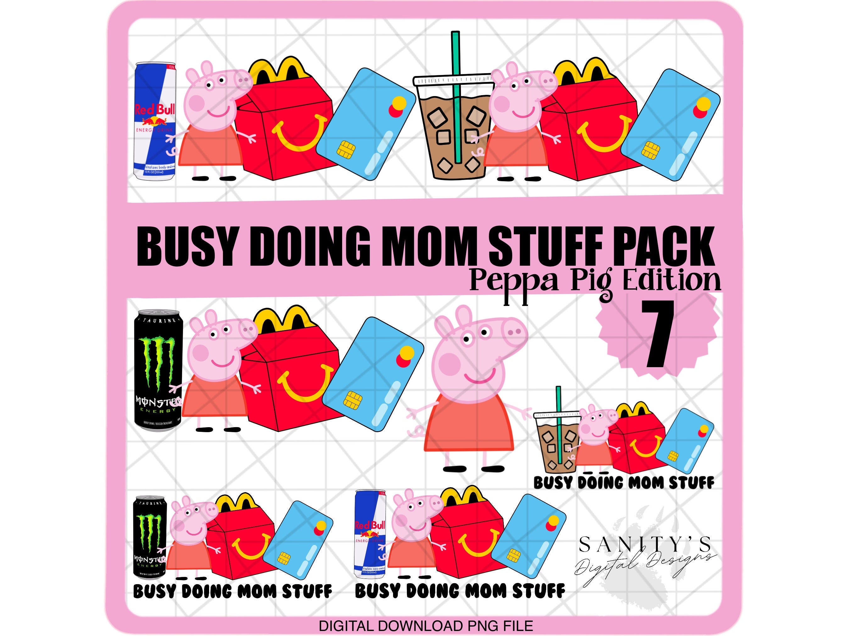 Busy doing mom stuff png, Mom, pink pig, Instant Download, 7 Bundle, PNG Digital File