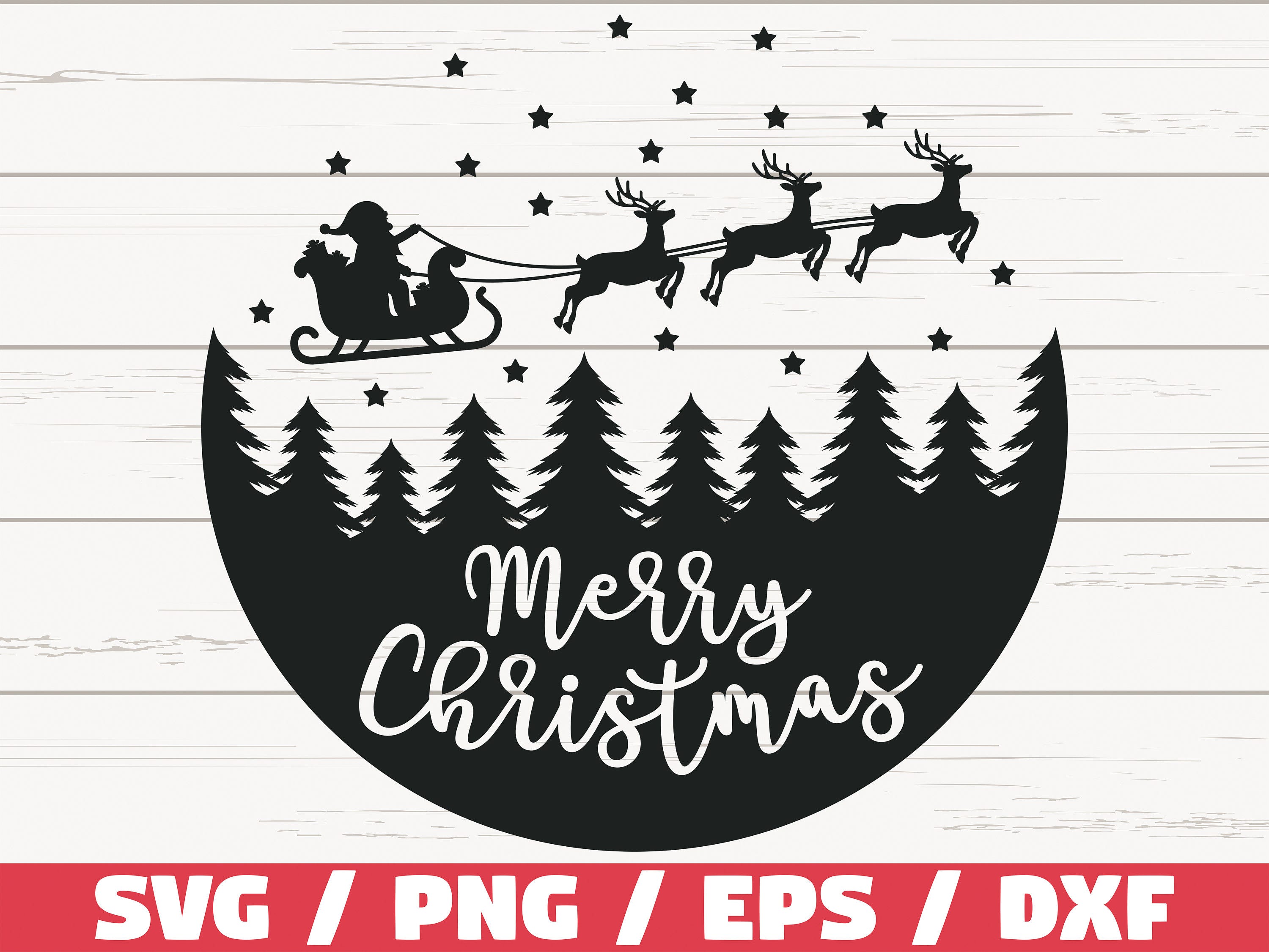 Merry Christmas SVG / Christmas Scene With Santa SVG / Cut File / Cricut / Commercial use / Silhouette / DXF file / Christmas decoration