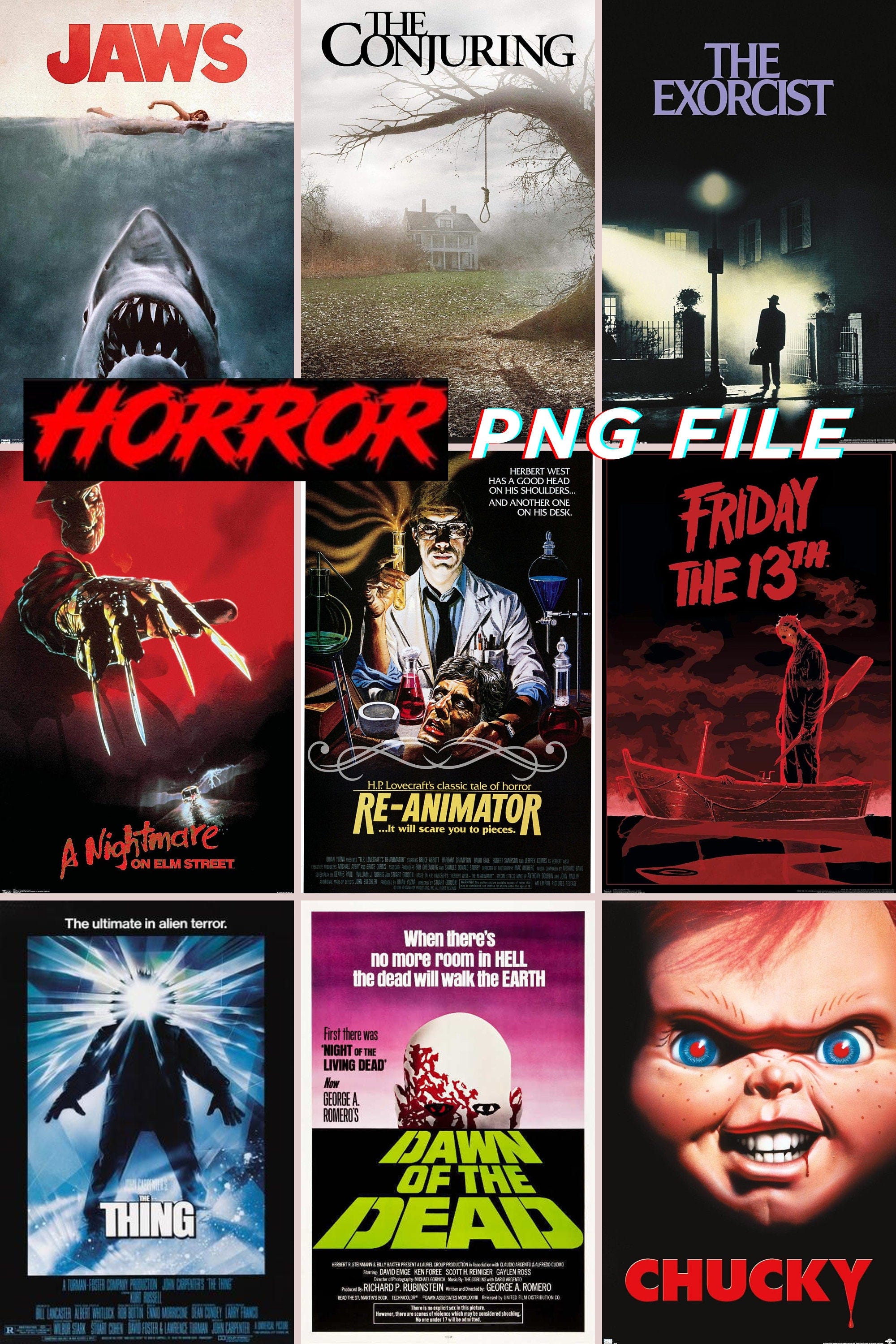 25+ Horror Png Bundle, On Sale Buy Now, Horror Movie Cover Bundle, Best Quality for Large POD Products, like rugs, shower curtains etc