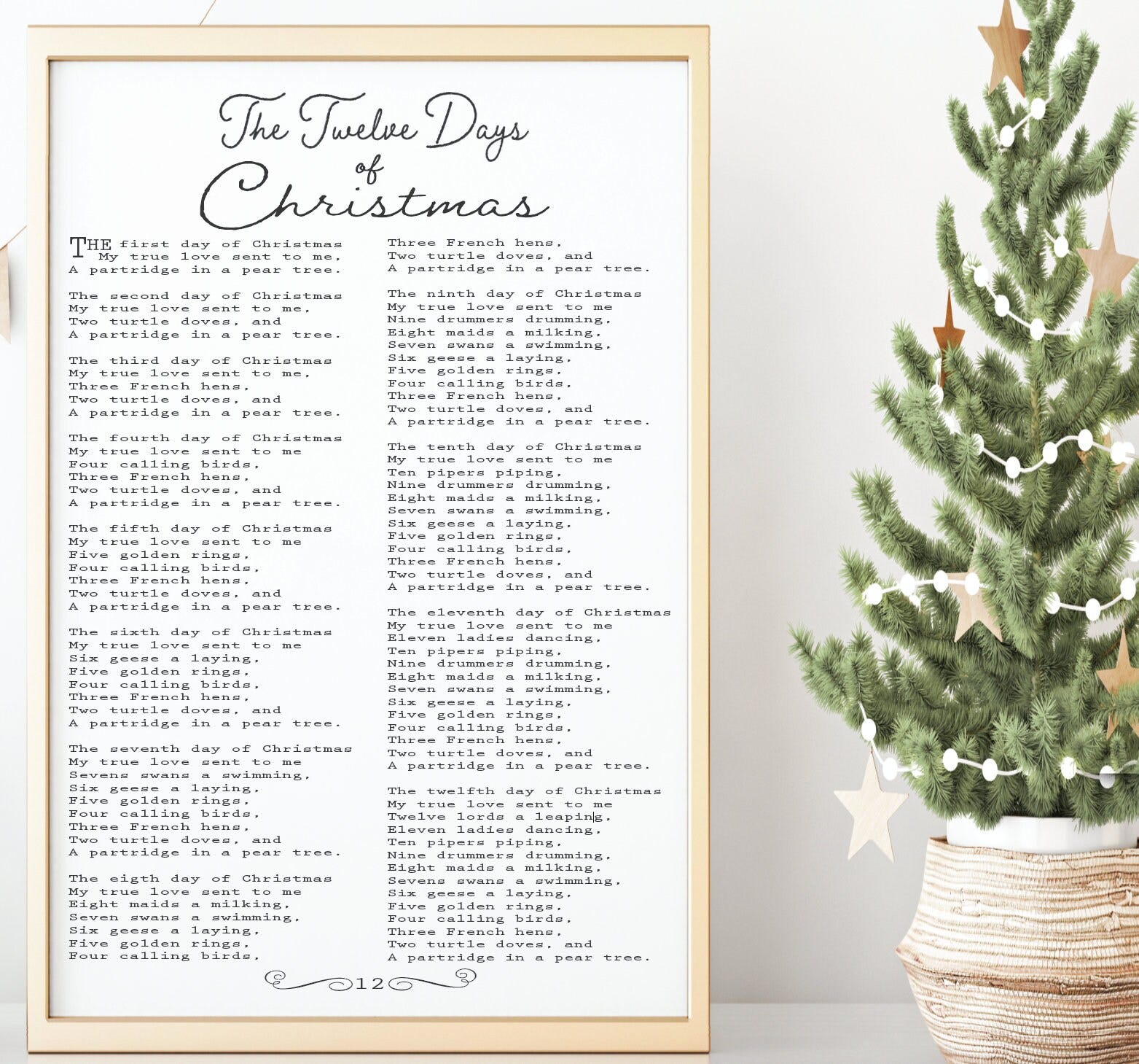 DIGITAL PRINT, 12 Days of Christmas Print, Christmas Printable, Living Room Wall Art Print, Song Lyrics Wall Art, Christmas Digital Download