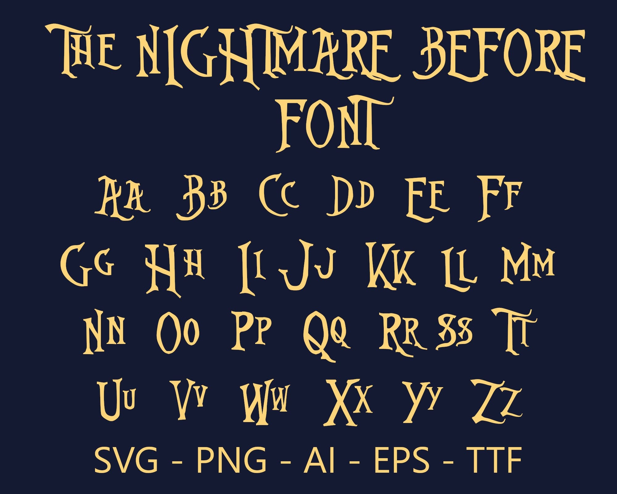 The Nightmare Before Font | ttf | svg | eps | png | cricut | silhouette | word | crafting
