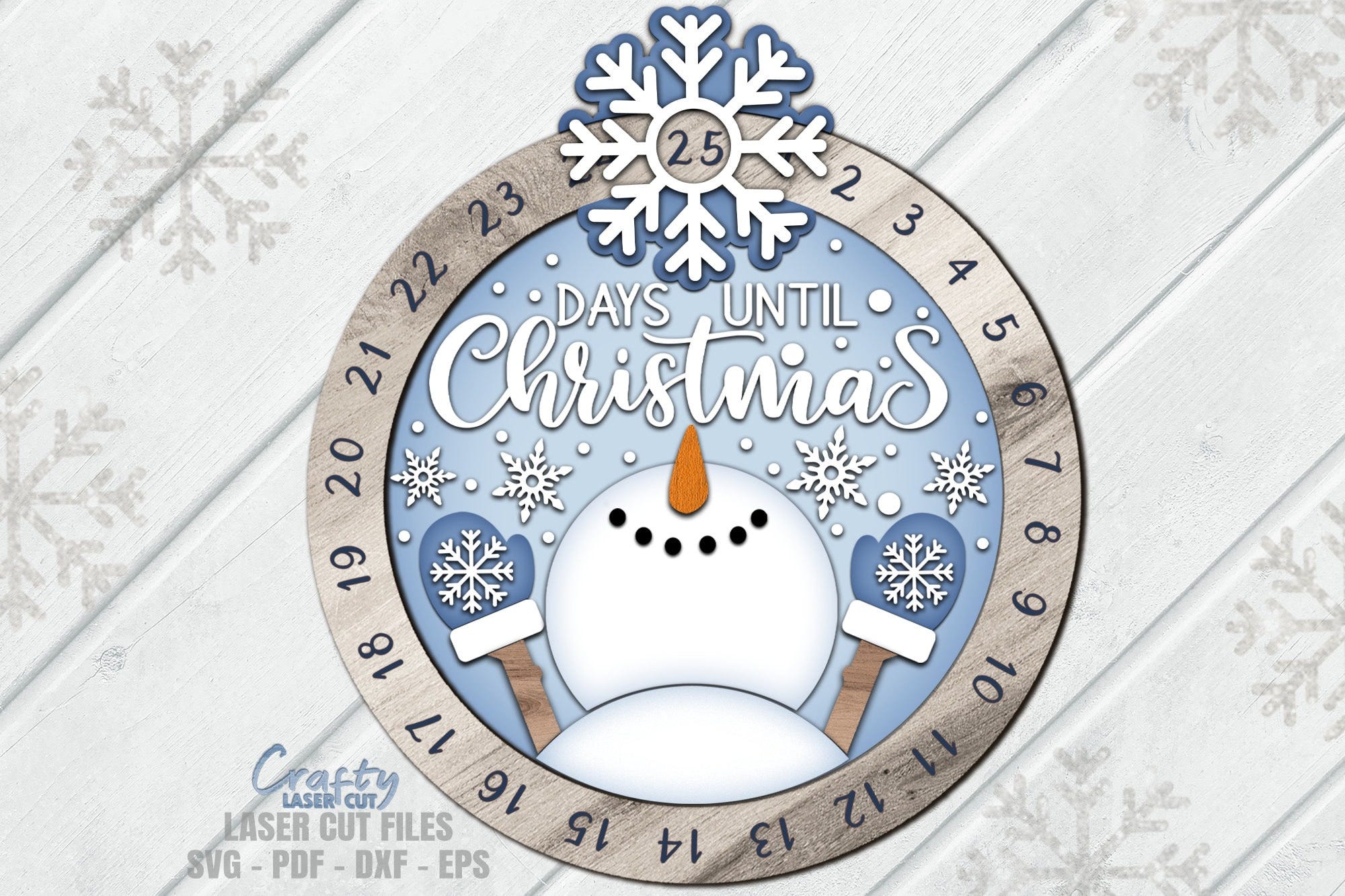 Christmas Countdown SVG - Snowman SVG Laser Cut Files - Days Until Christmas Svg - Countdown To Christmas Svg - Snowflake - Glowforge Files
