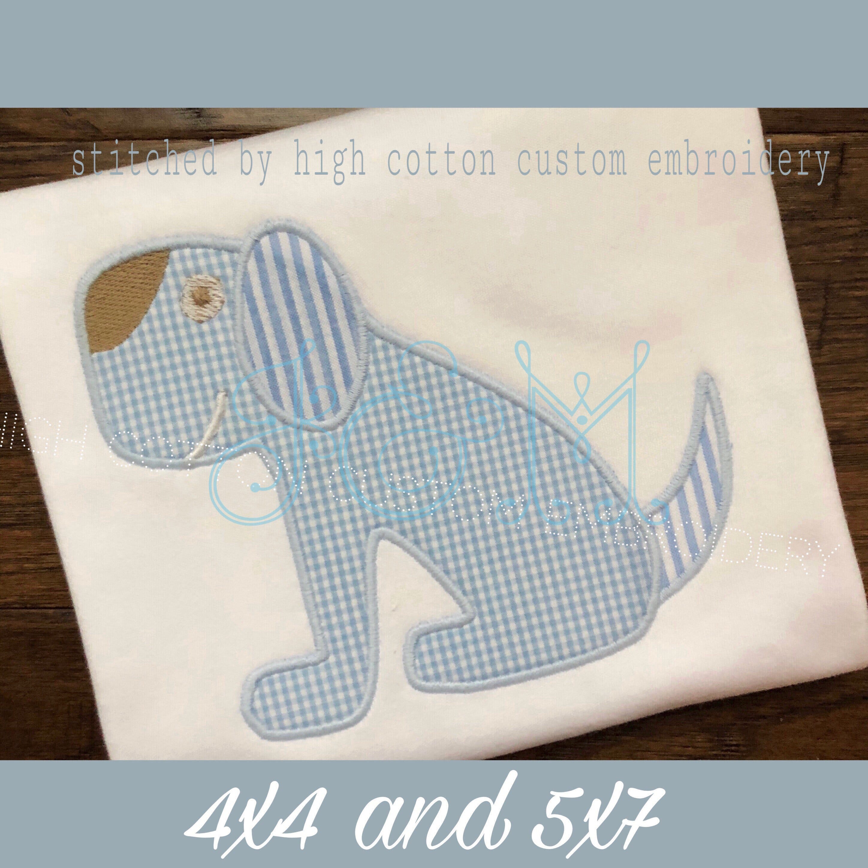 Old Blue Sitting Puppy Dog Satin Stitch Applique Outline Vintage Style Machine Embroidery Design