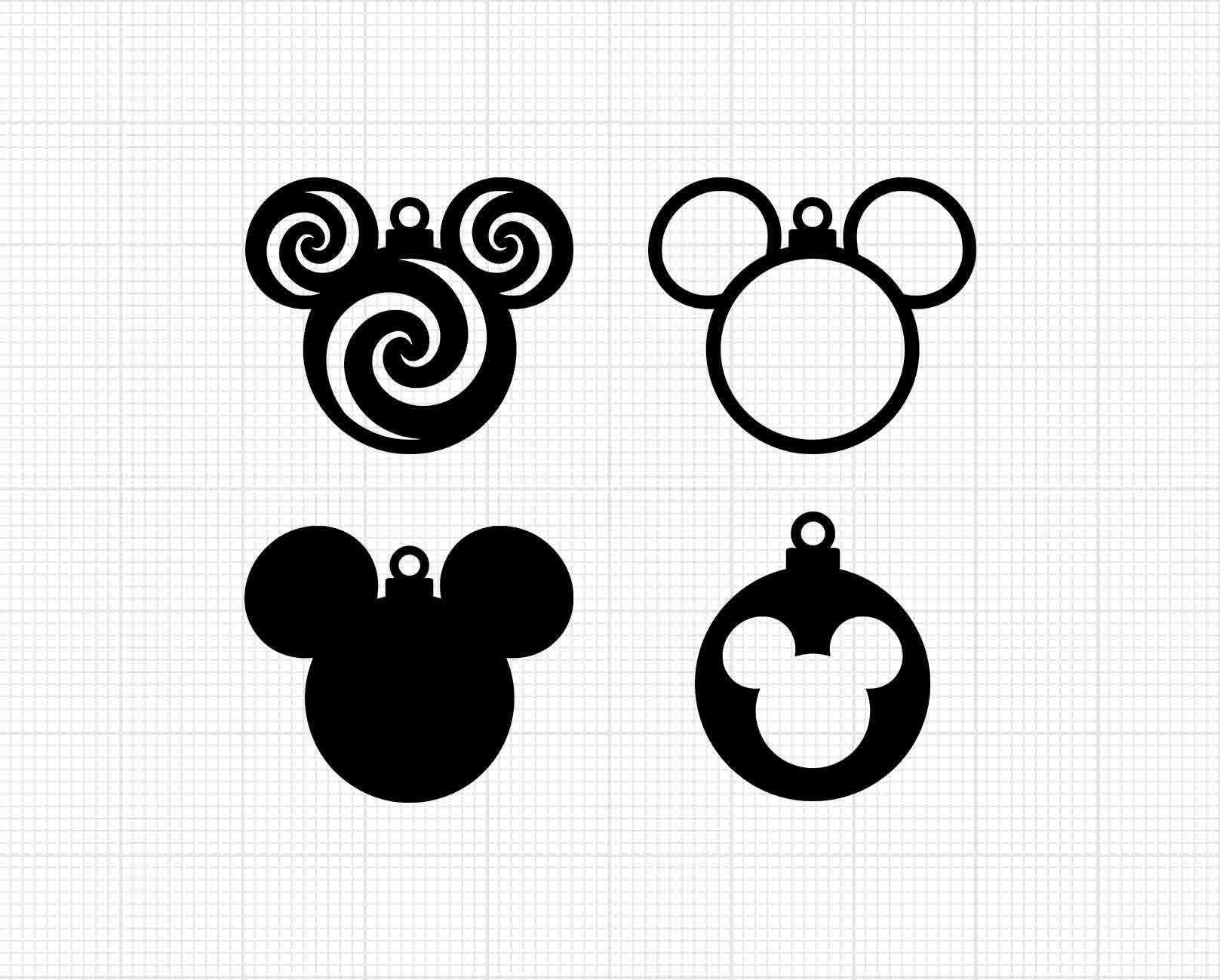 Christmas Ornaments, Mickey Mouse Head Ears, Swirl, Svg and Png Formats, Cut, Cricut, Silhouette, Instant Download