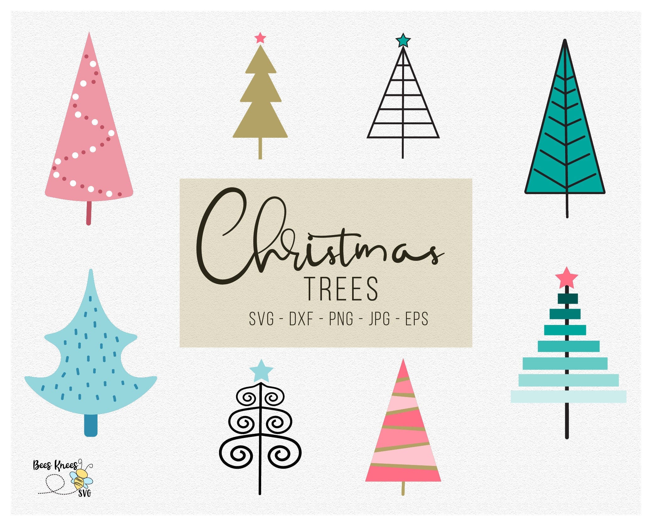Modern Christmas Tree Svg, Winter Tree Bundle Svg, Christmas Svg, Cut file for Cricut and Silhouette