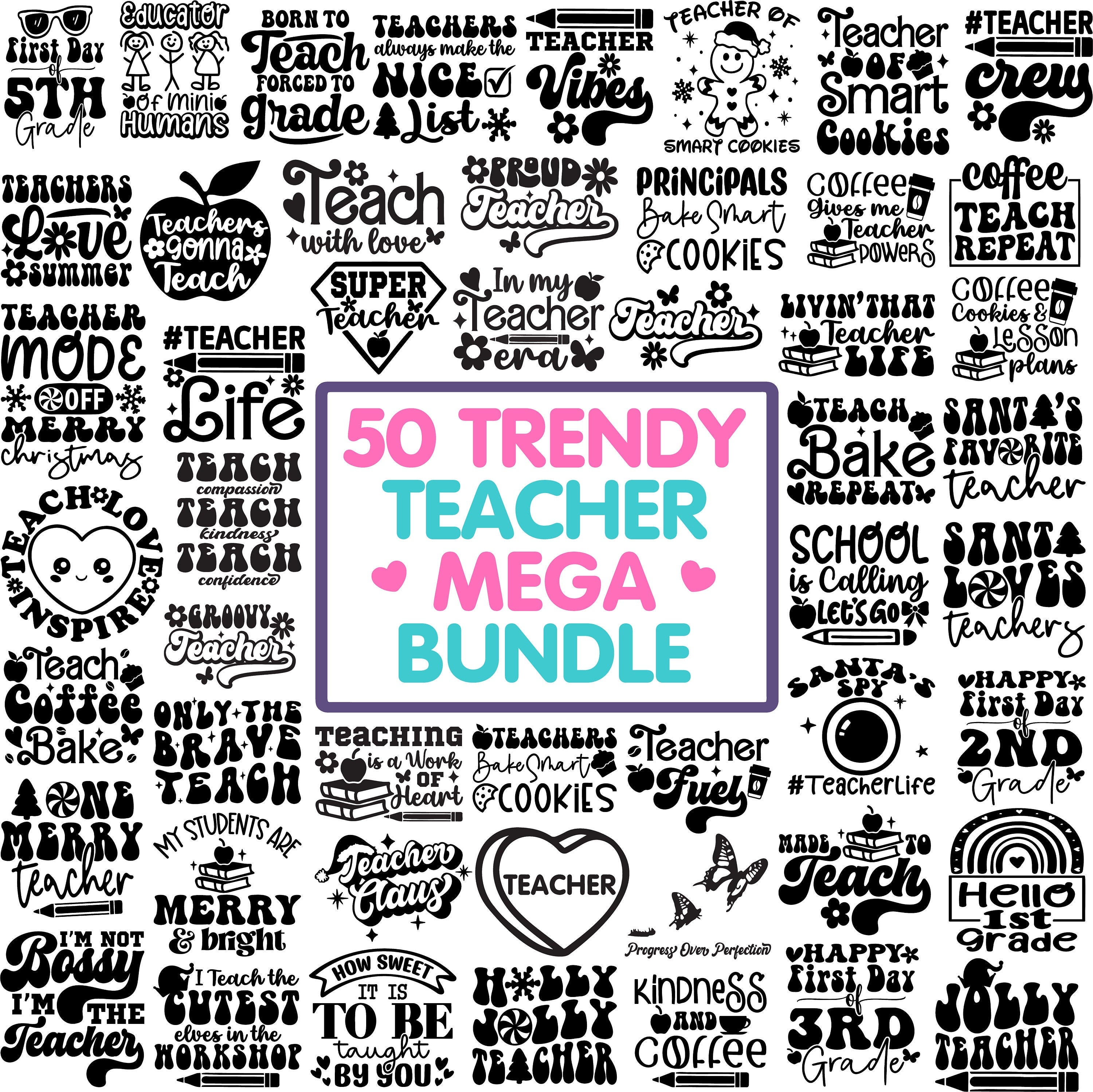 Teacher SVG Bundle, Teacher appreciation SVG, Teacher clipart, Teach Svg, Back to School svg, Teacher Gift Shirt svg cut Files for Cricut