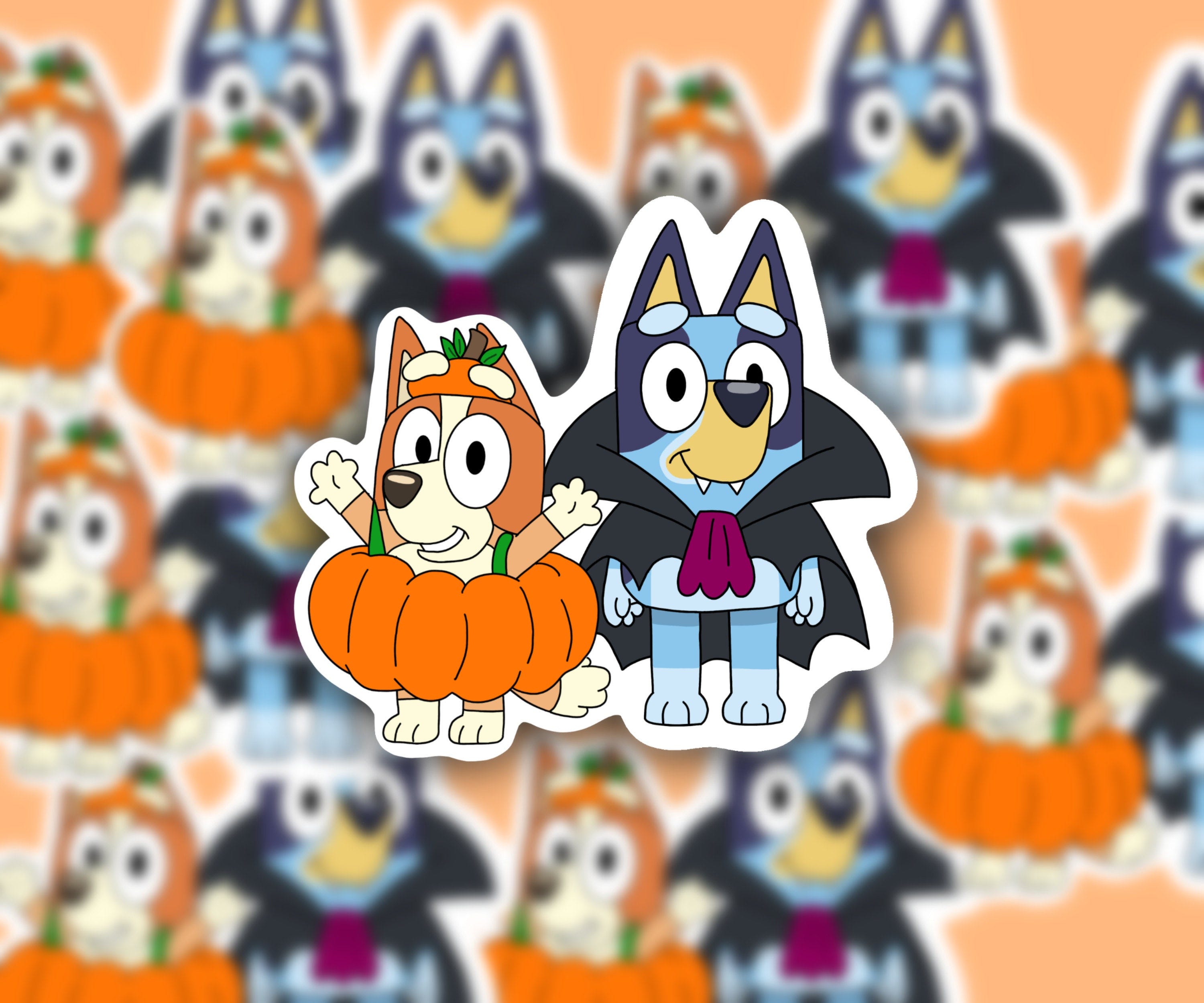 Bluey, bluey Halloween, bluey stickers, cartoon, waterproof stickers, bluey merch, bluey, bingo, sticker shop, Halloween stickers, sticker