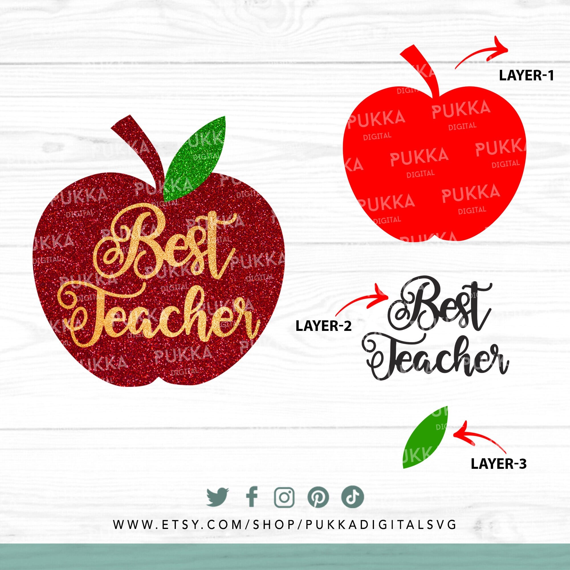Best Teacher Cupcake Topper Svg, Cupcake Cut File, Apple Svg Design File, Teacher Appreciation Gift, Teacher Svg - PD0196