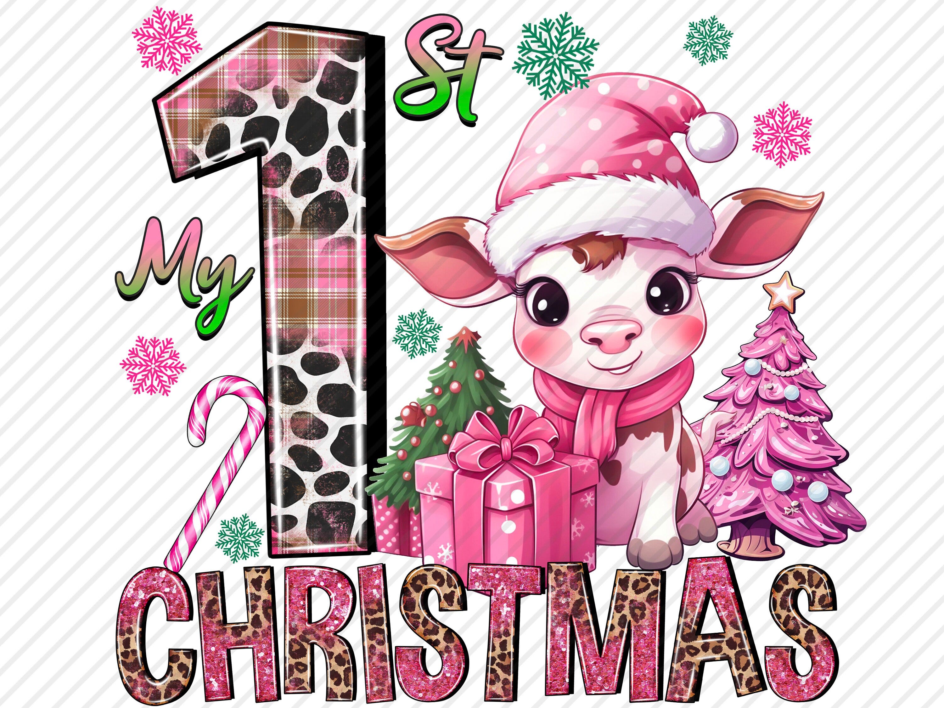 My First Christmas With Baby Cow Png Sublimation Design, Pink Christmas Png, Merry Christmas Png, First Christmas Png, Cow, Digital Download