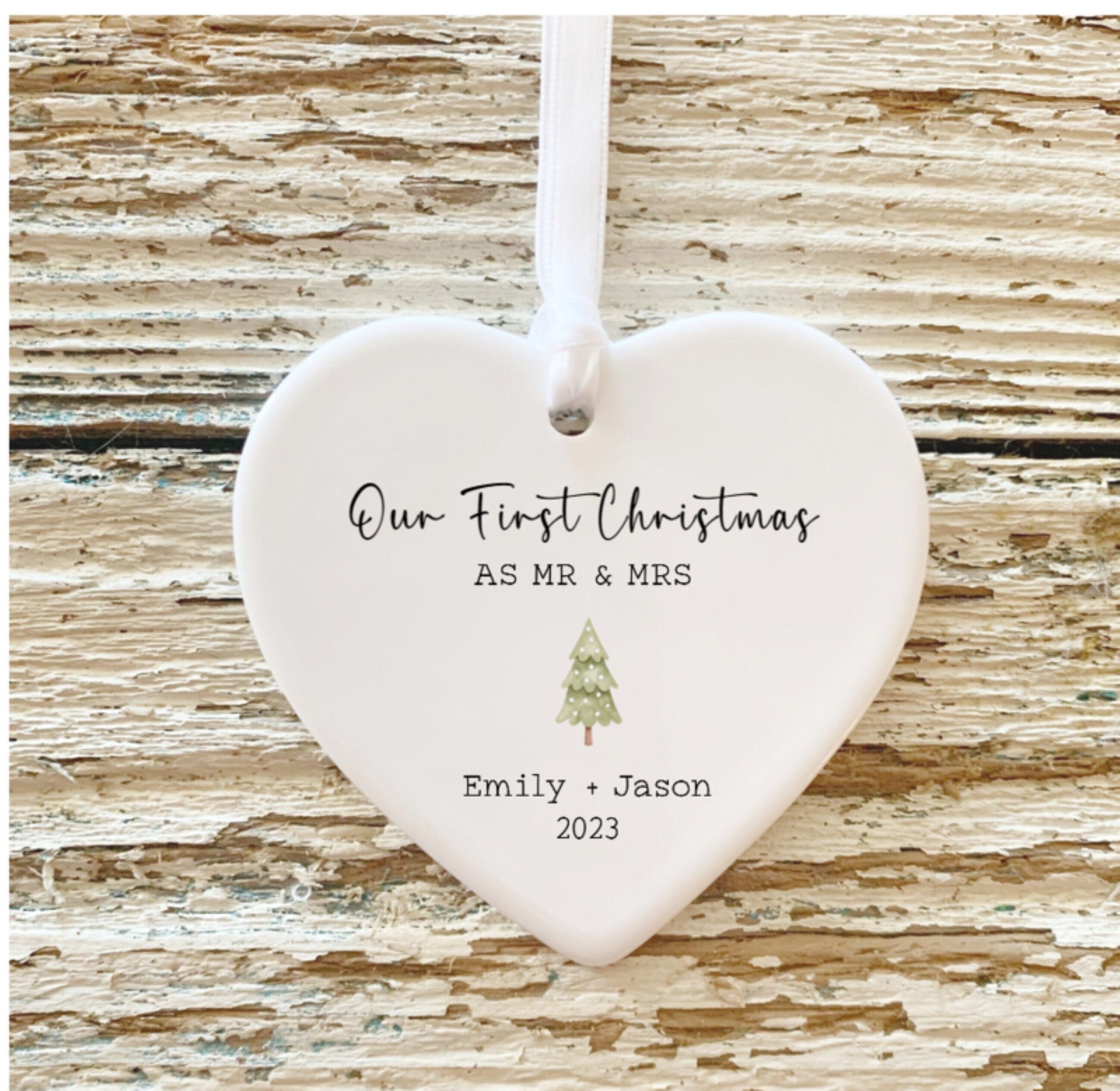 Mr and Mrs Christmas Ornament / Personalized Wedding Gift / First Christmas Married Ornament / Newlywed Gift / Our First Christmas Ornament