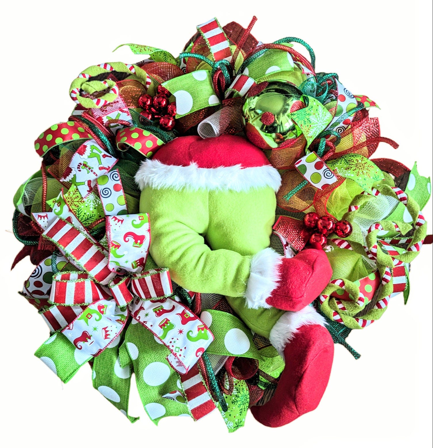 XL Grinch Wreath, Christmas wreath, Grinch decorations, Grinch decor, Christmas wreaths, front door wreath, Grinch, Christmas decorations