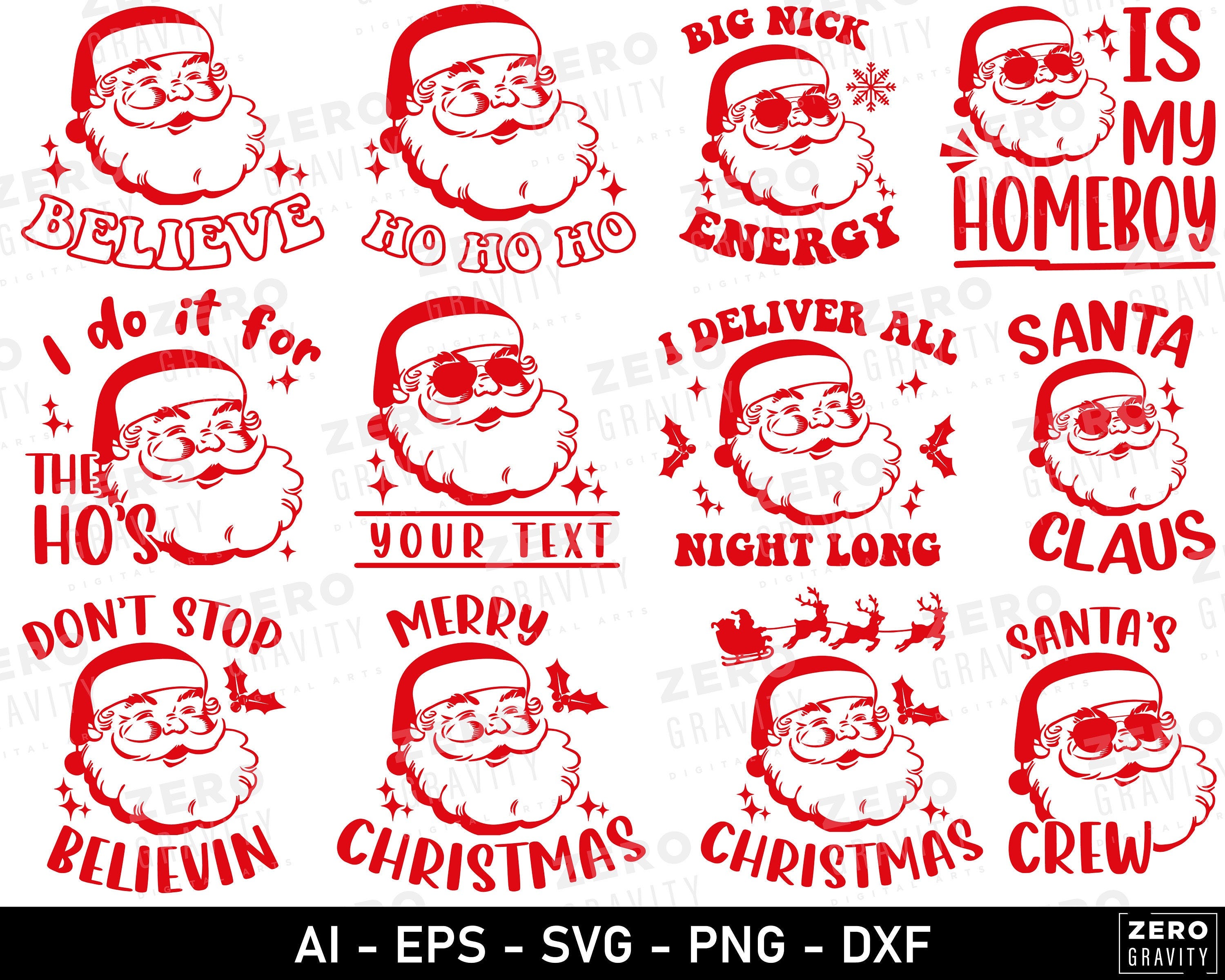 Santa Svg Bundle for Christmas, Vintage Santa Svg Files for Cricut, Funny Christmas Svg for Shirts, Funny Santa Claus Quotes Svg Bundle