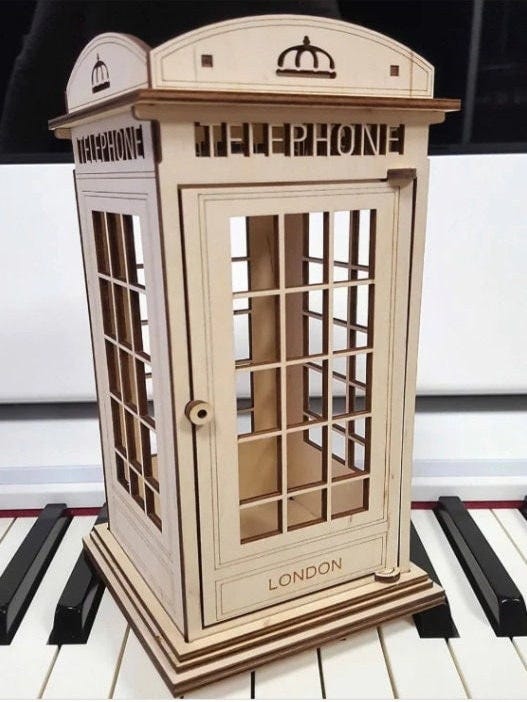 Laser Cut Wooden British Telephone Booth British Phone Box Laser Cut Plans London Phone Booth 3mm Digital File For Laser and CNC