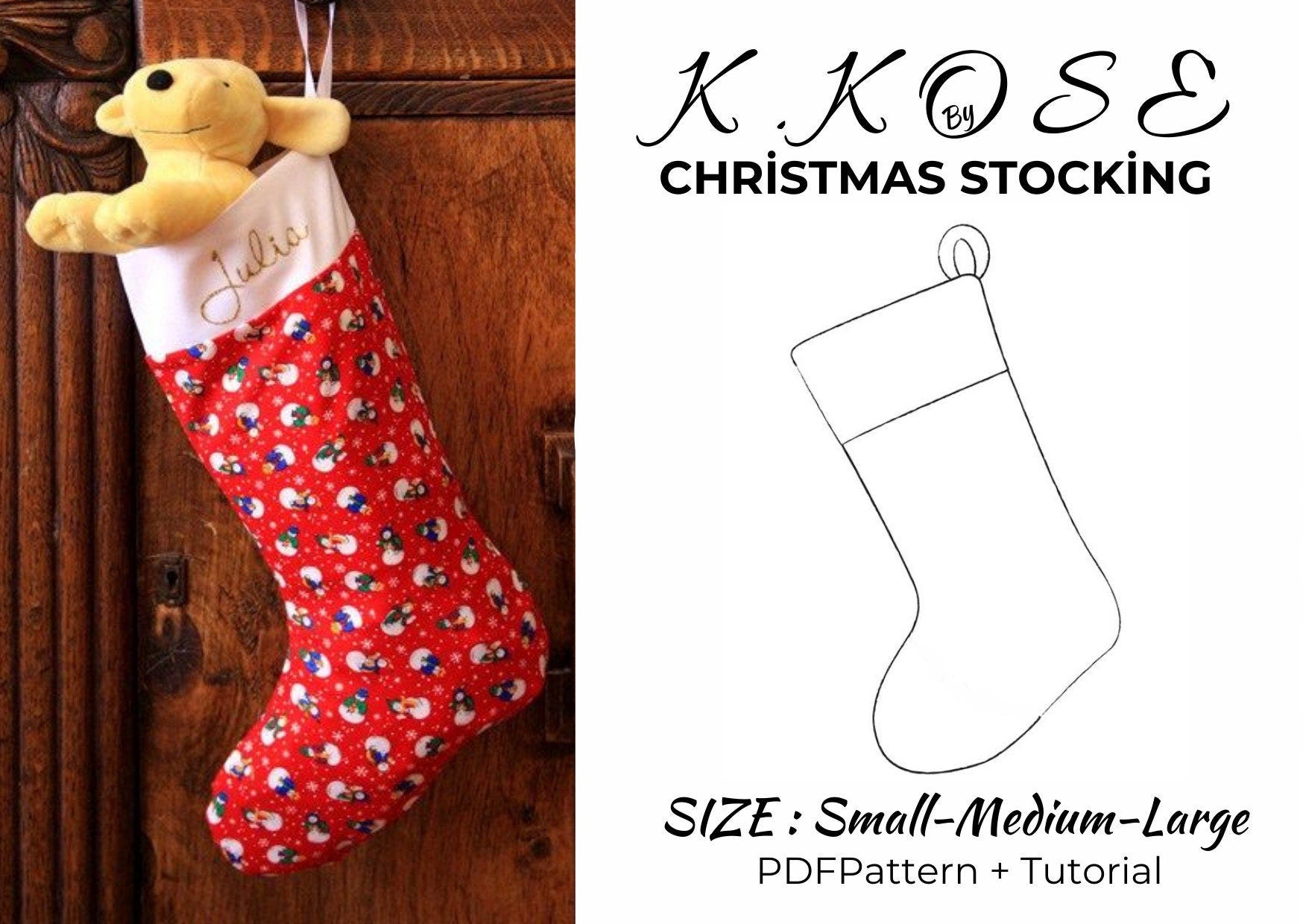 Learn to Sew Christmas Stocking/Sewing Pattern and Tutorial/Socks sewıng pattern/Easy Sewing Project for Beginner/Holiday/Christmas stocking