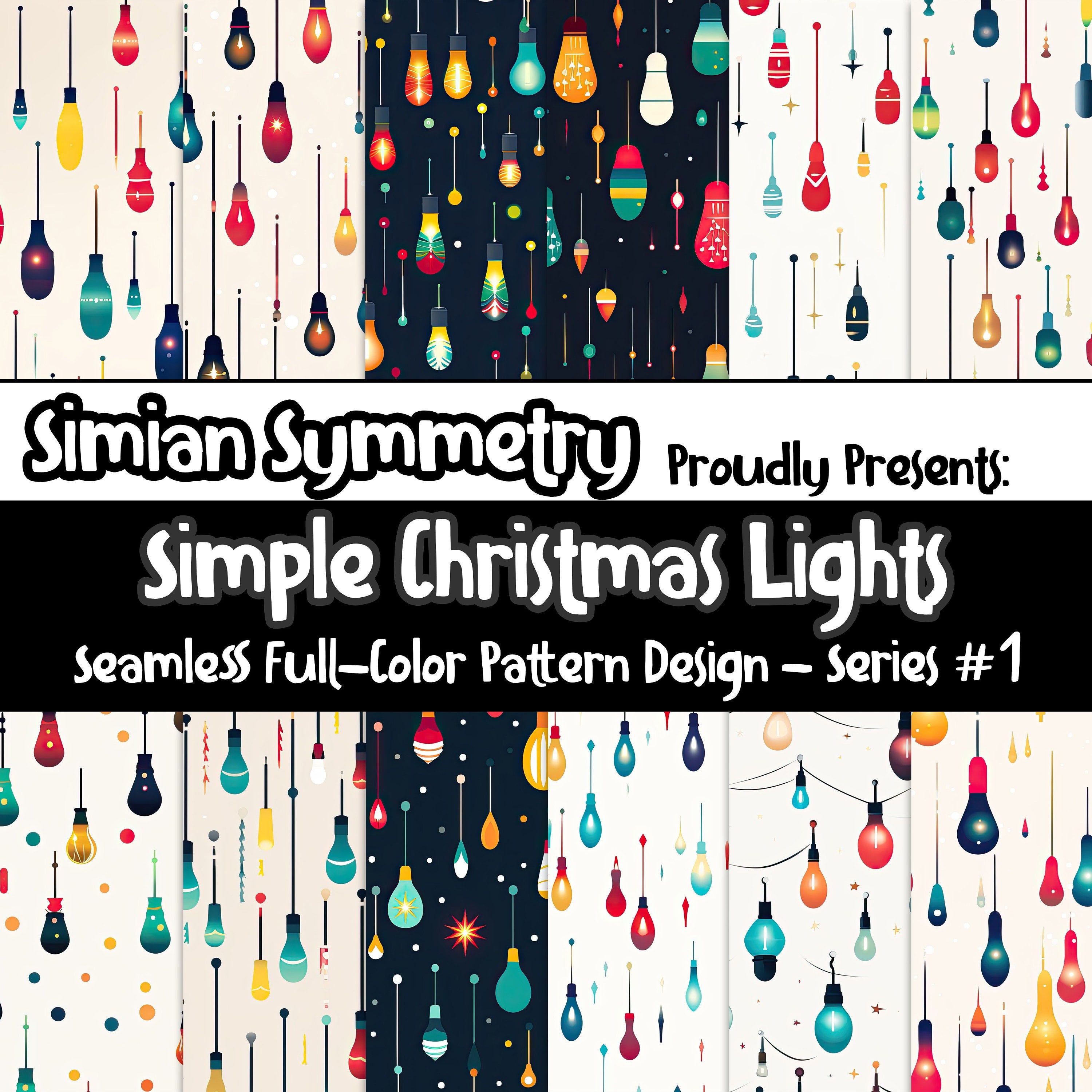 Christmas Lights | Instant Download | Seamless Patterns | Simple Xmas Lights Collection | Holiday Lights Seamless Pattern | Seamless XMAS