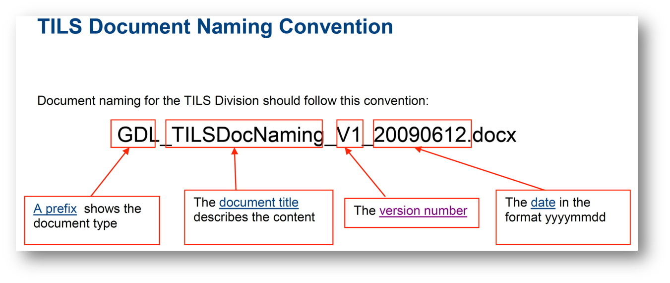 Example of best practice TILS file naming convention