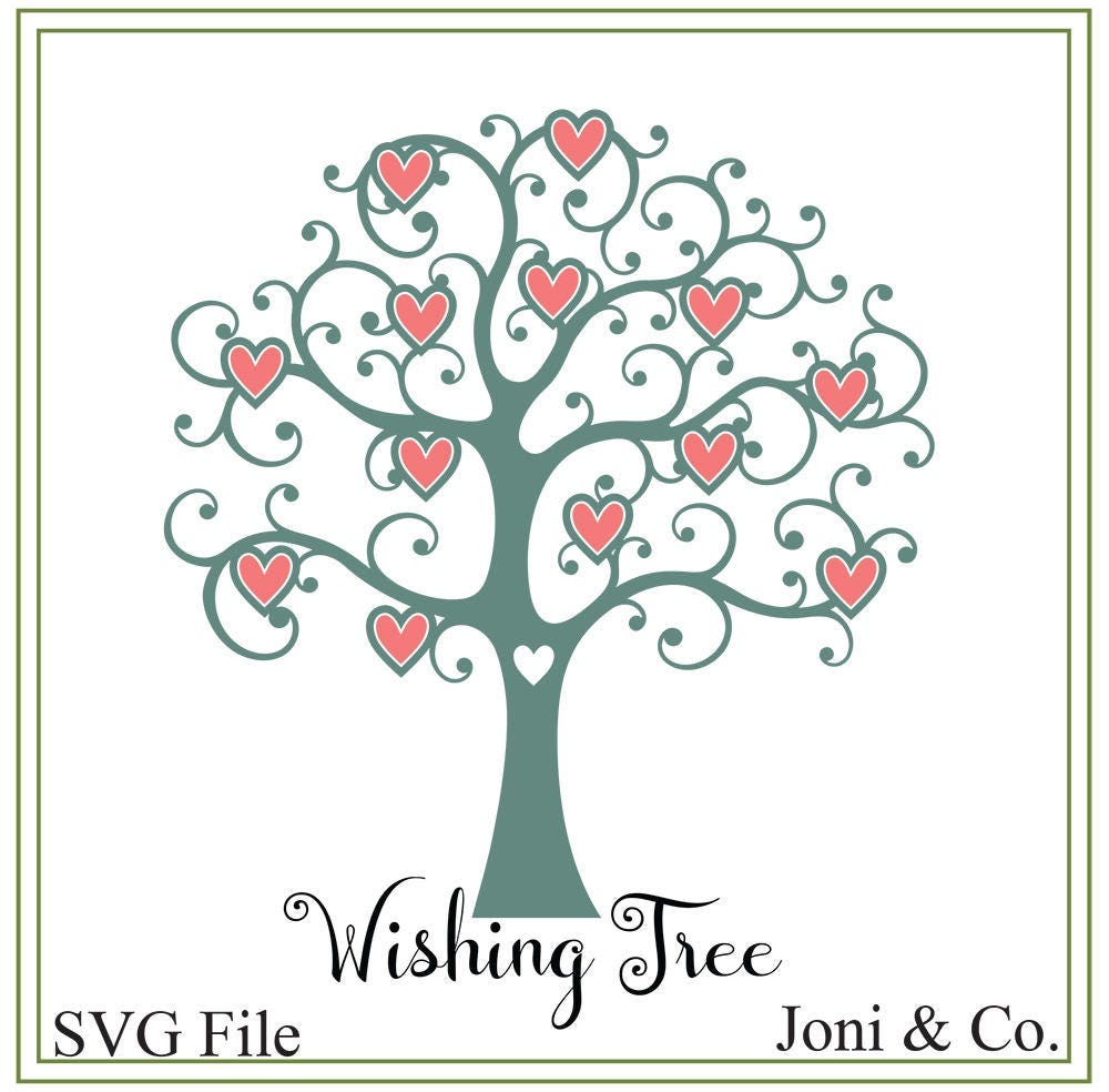Tree svg, wishing tree svg, wedding svg, nature svg, rustic tree illustration, cards, signs, wedding receiption svg, SVG file, cricut svg