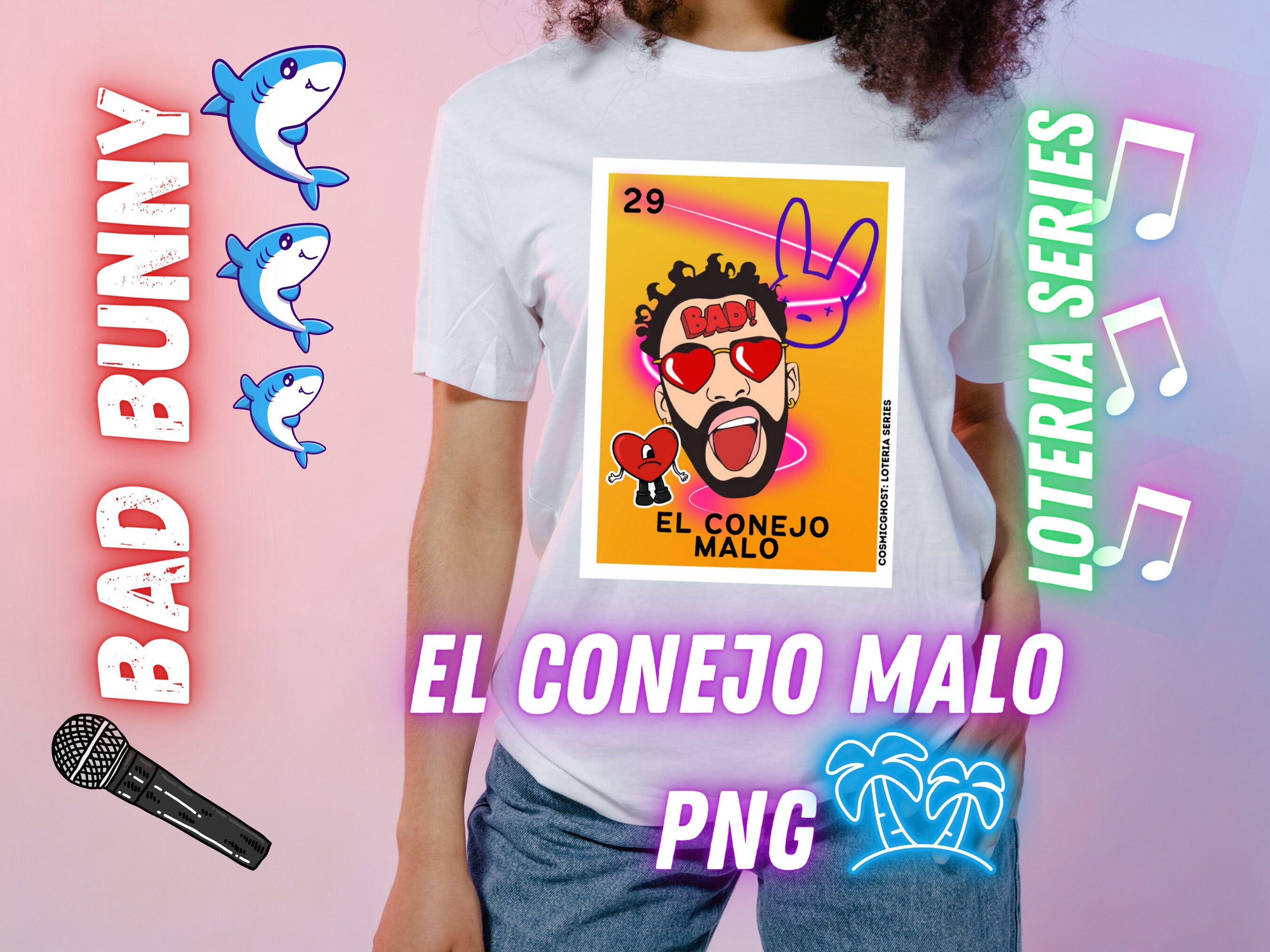 The Bad Benito Bunny - El Conejo Malo - Loteria Card Series - Loteria PNG - Benito T-Shirt Design