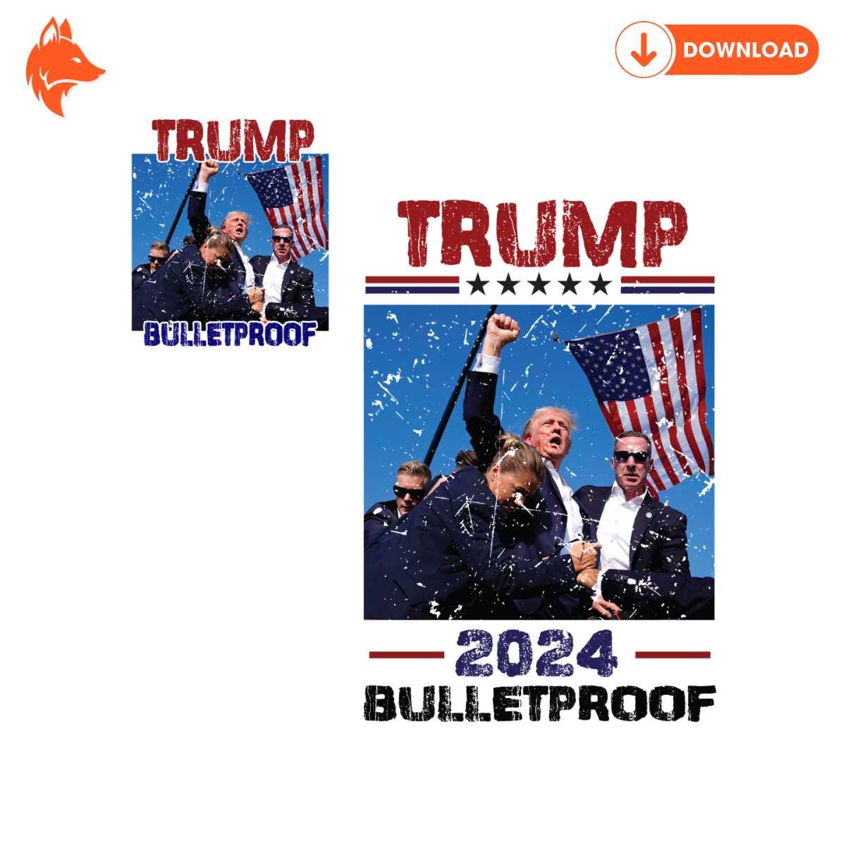 Free Retro Trump 2024 Bulletproof PNG