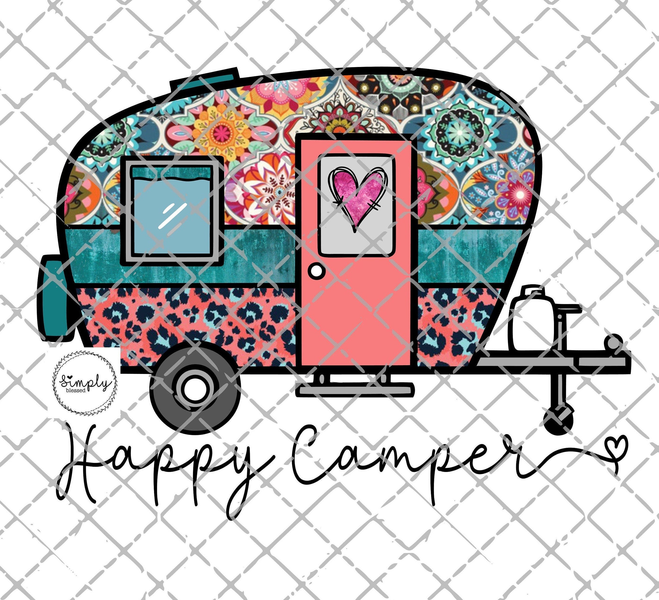 Happy camper png, camping png, leopard camping sublimation design download, Happy camper sublimation file, Camping clip art, boho camping