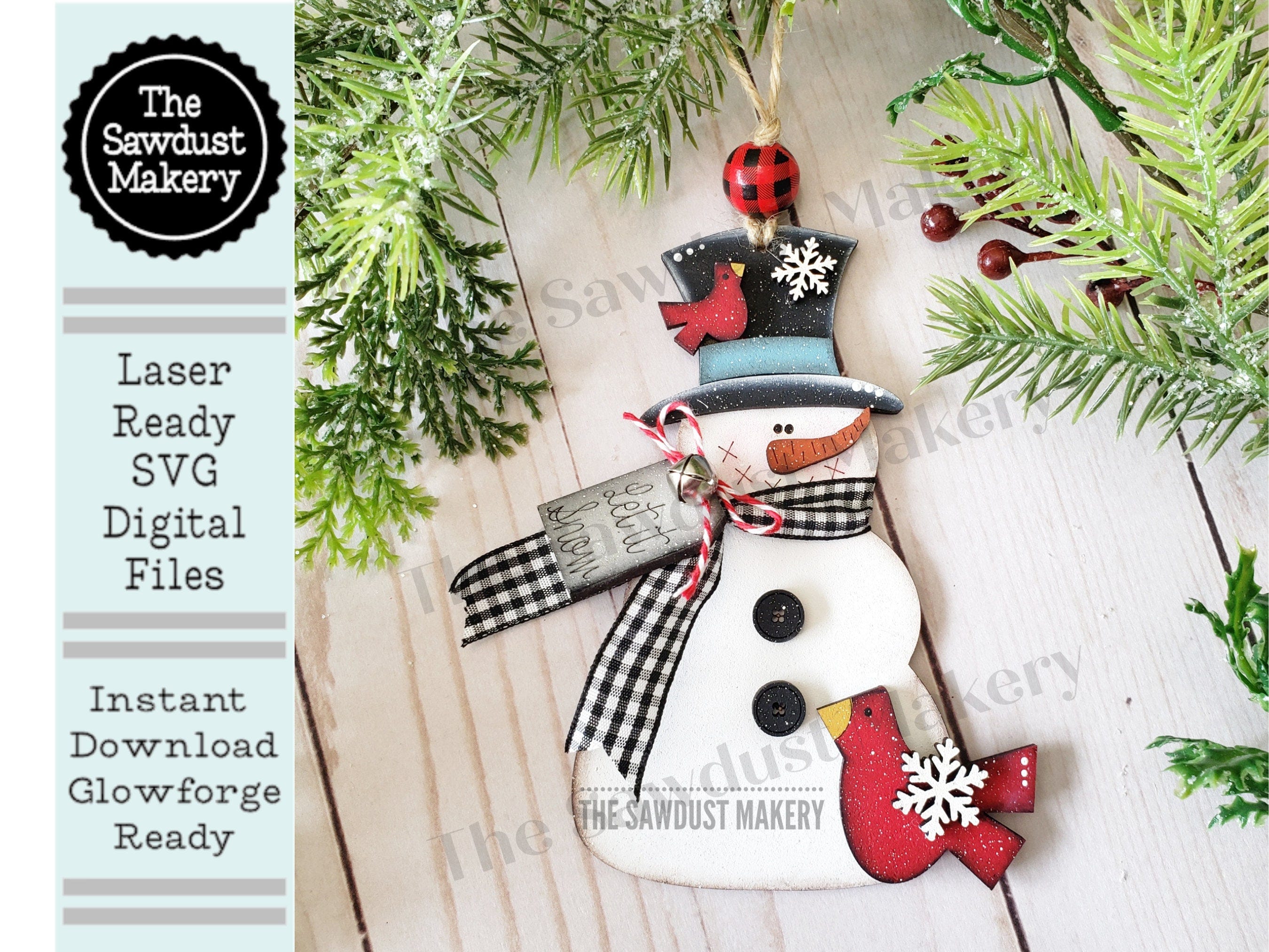 Snowbird Snowman Christmas Ornament SVG File | Laser Cut File | Christmas Tree | Ornament | Snowman Ornament svg | Christmas Ornament