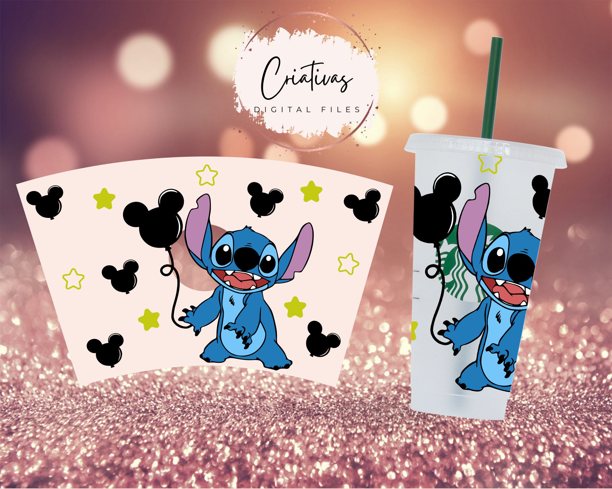 Starbucks Wrap Stitch and Ballons | Starbucks Wrap Lilo and Stitch | Starbucks 24oz Venti Cold Cup | Svg Digital Download |CUT file