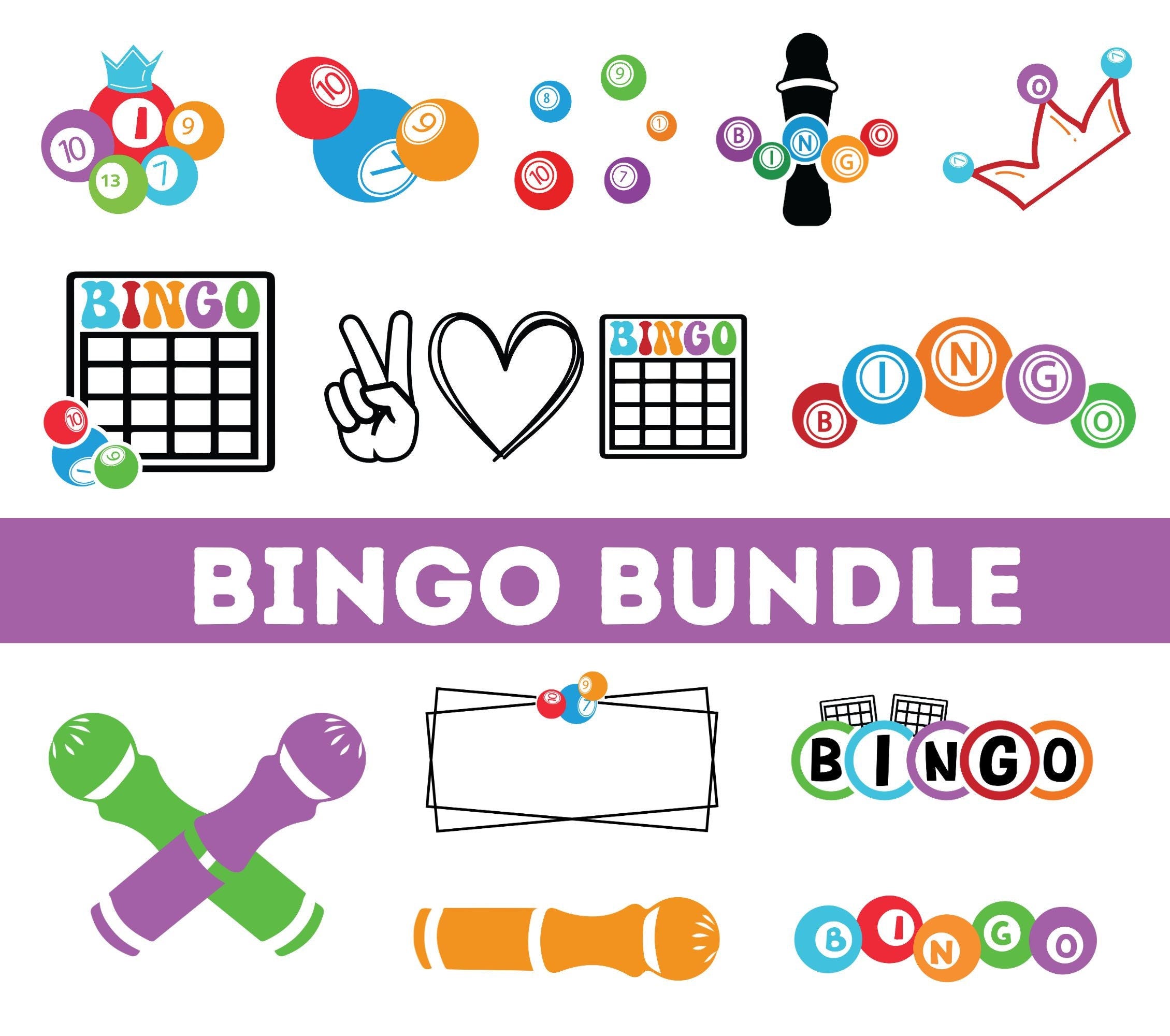 Bingo SVG PNG Bundle| Bingo Balls svg| Bingo Card svg| Bingo Dauber svg| Bingo coloring svg| Bingo Cut file for silhouette