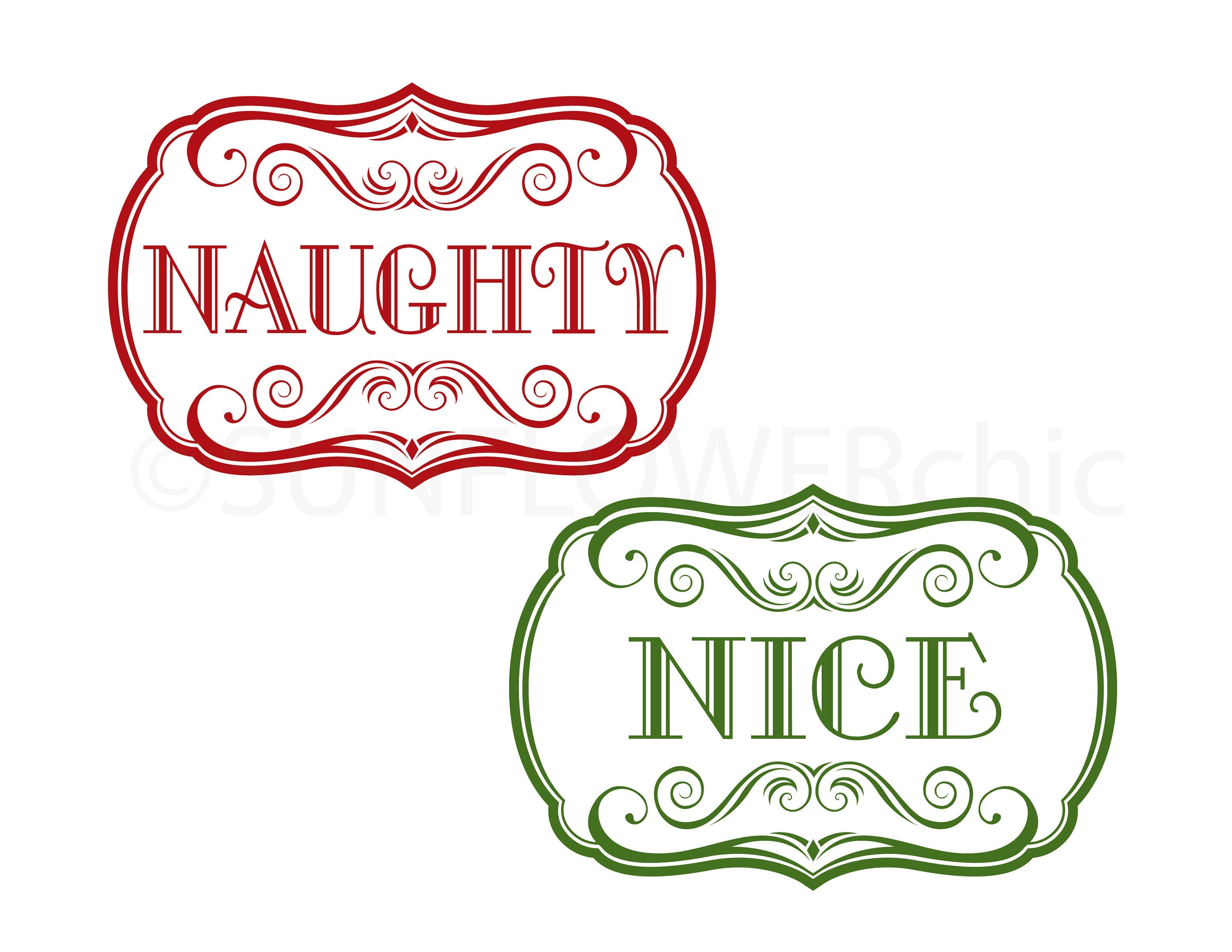 Naughty and Nice SVG | Naughty and Nice Cut Files | Christmas Silhouette Cricut Download Svg Eps Pdf Jpg Png SC1792