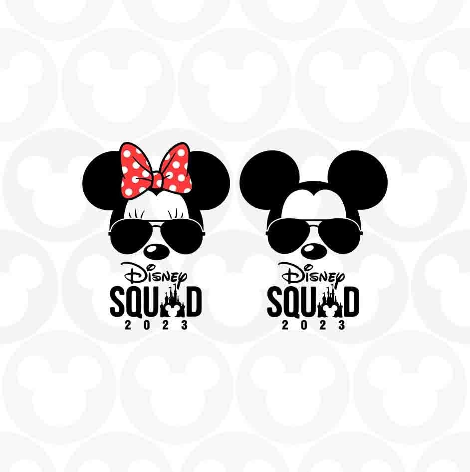 2023, Mickey Minnie Mouse, Squad, Family, Glasses Castle Ears Head Bow, Dots, Svg Png Formats, Instant Download, Silhouette Cameo, Cricut