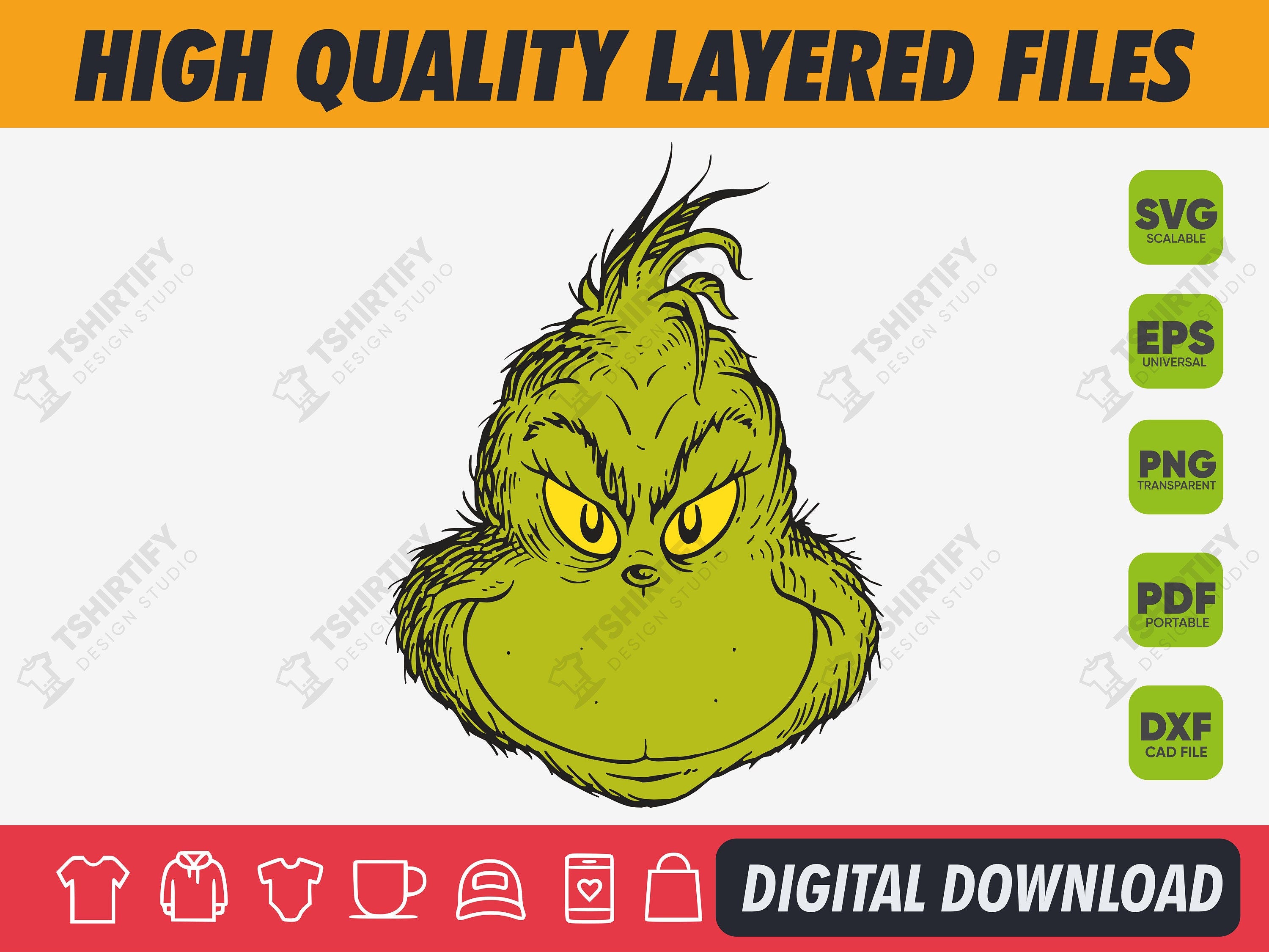 Grinch face svg, png, pdf, eps, dxf, svg files for cricut, cricut svg, grinch svg cricut, digital download