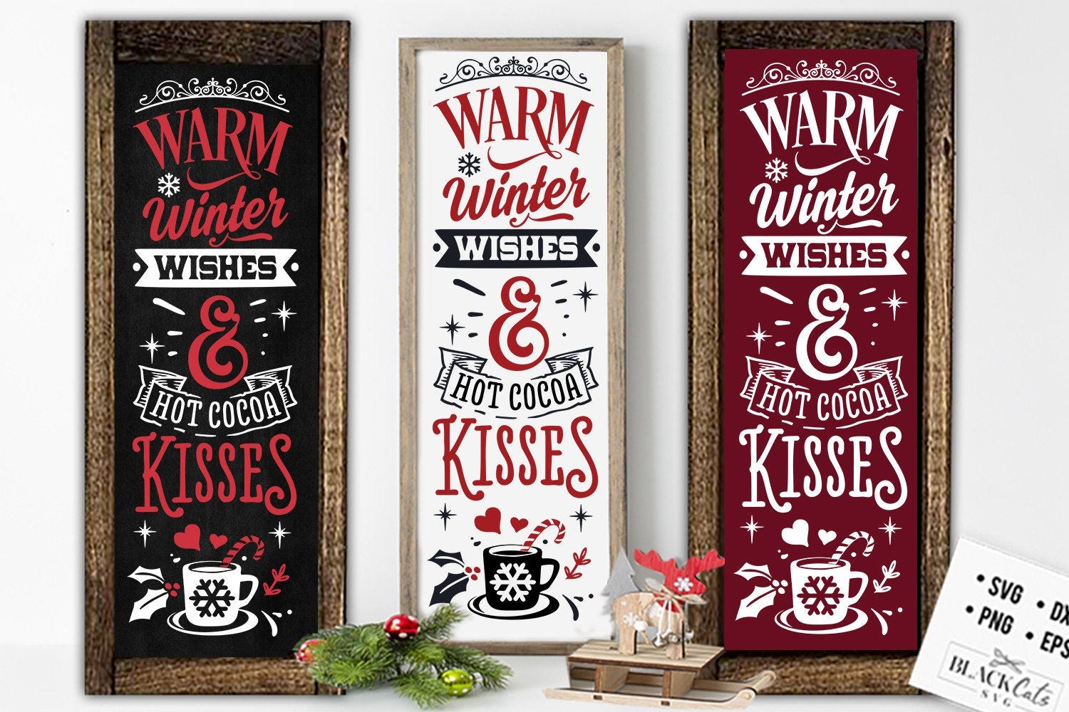 Warm winter wishes svg, Hot cocoa poster, Vertical sign svg, Christmas porch sign svg, Hot cocoa svg, Vintage hot cocoa svg,