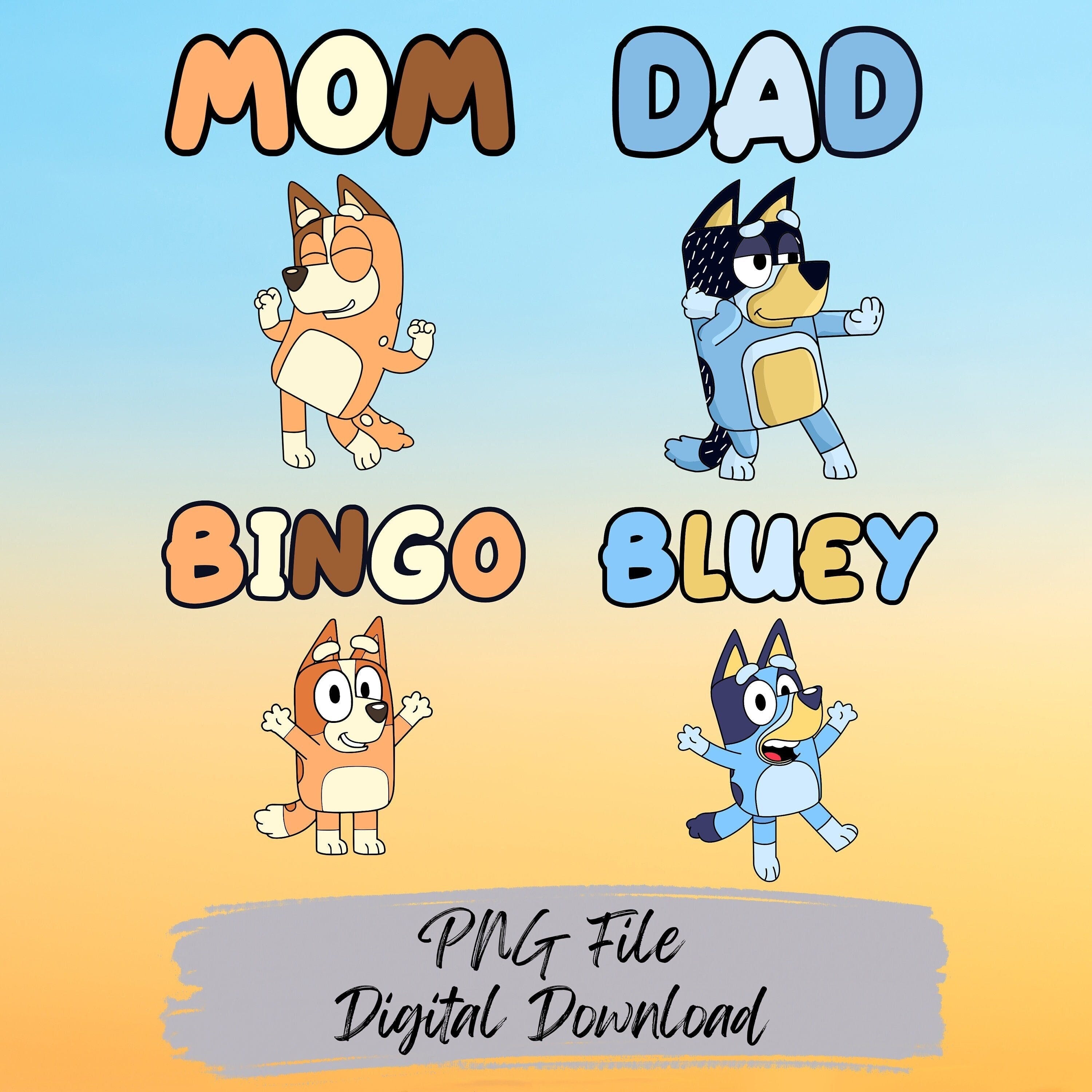 Bluey Family Matching Shirts Digital Files| Bluey Shirt Designs| Chili Mom Png| Bandit Dad Png| Bluey Png| Bingo Png| Dad Mom Couple PNG