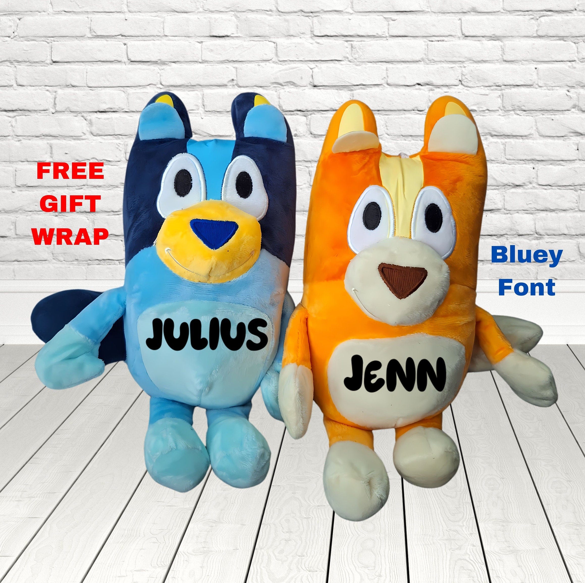 Custom Bluey Bingo 12" Plush Toy, Personalized Stuffed Animal Dog, Nursery Decor, Baby, Birthday Gift Car Accessory, Mom Dad Gift for Kids