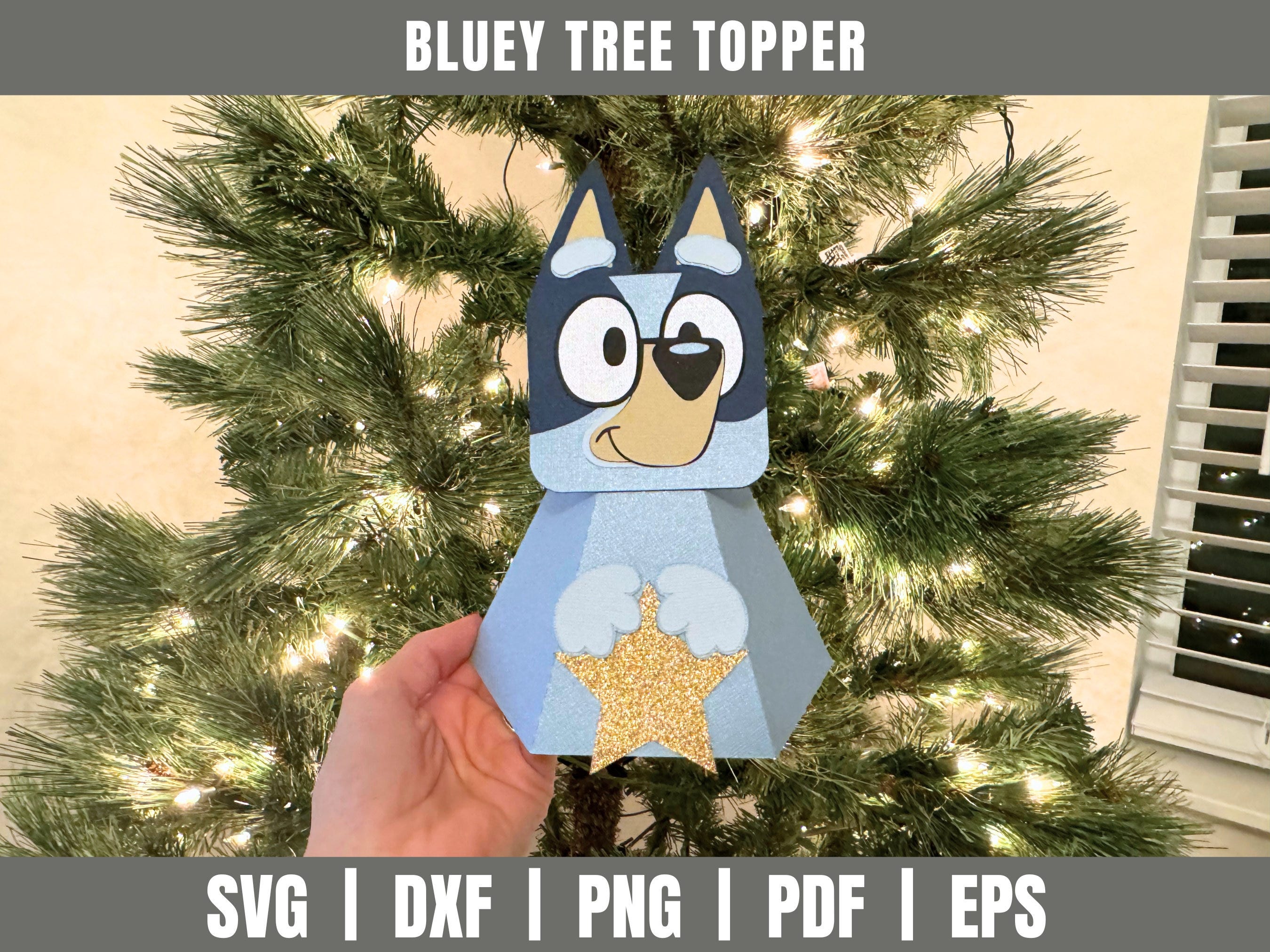 Blue Dog Tree Topper SVG | Blue Dog Inspired Tree Topper Cut File | Blue Party DIY | Template Cake Topper Cut File | Blue Party Template