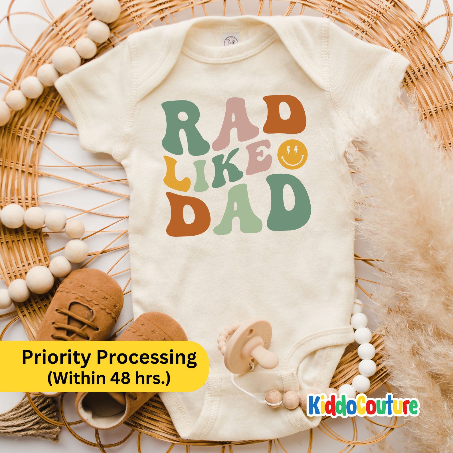 Rad Like Dad Onesie®, Dad Baby Bodysuit, New Born Baby Onesie®, Infant Baby Bodysuit, Gift For New Dad Baby Bodysuit, Retro Baby Bodysuit